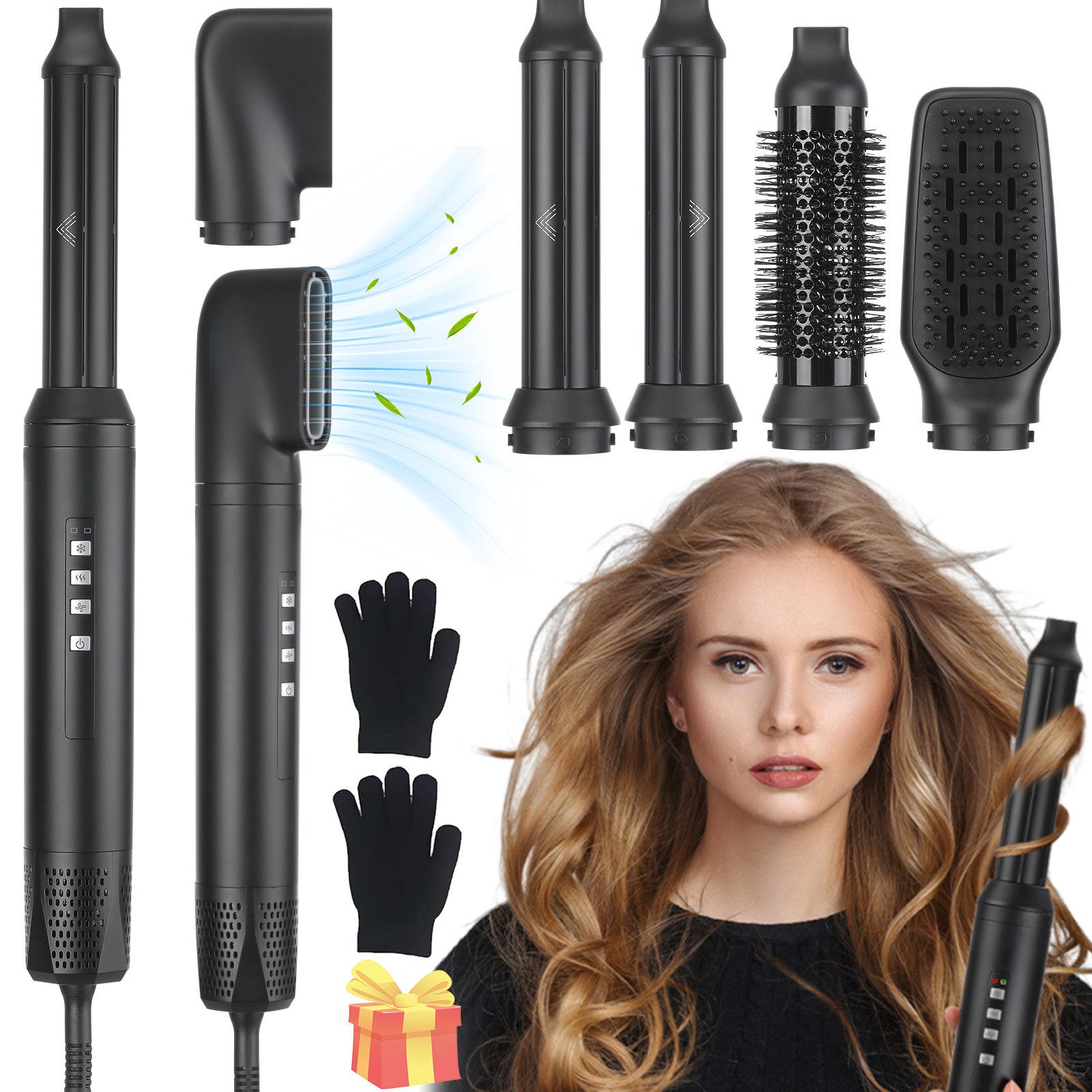 LETGOSPT Multihaarstyler 5-in-1 Heißluftbürste Multistyler Lockenstab Haartrockner Haarglätter, Auto-Wrap Lockenfunktion mit Coanda-Effekt für einfache Locken