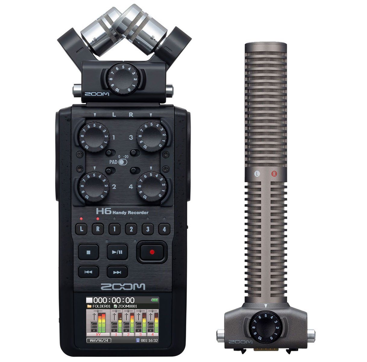 Zoom Audio Zoom H6 Rekorder + SSH-6 Shotgun Mikrofon Digitales Aufnahmegerät