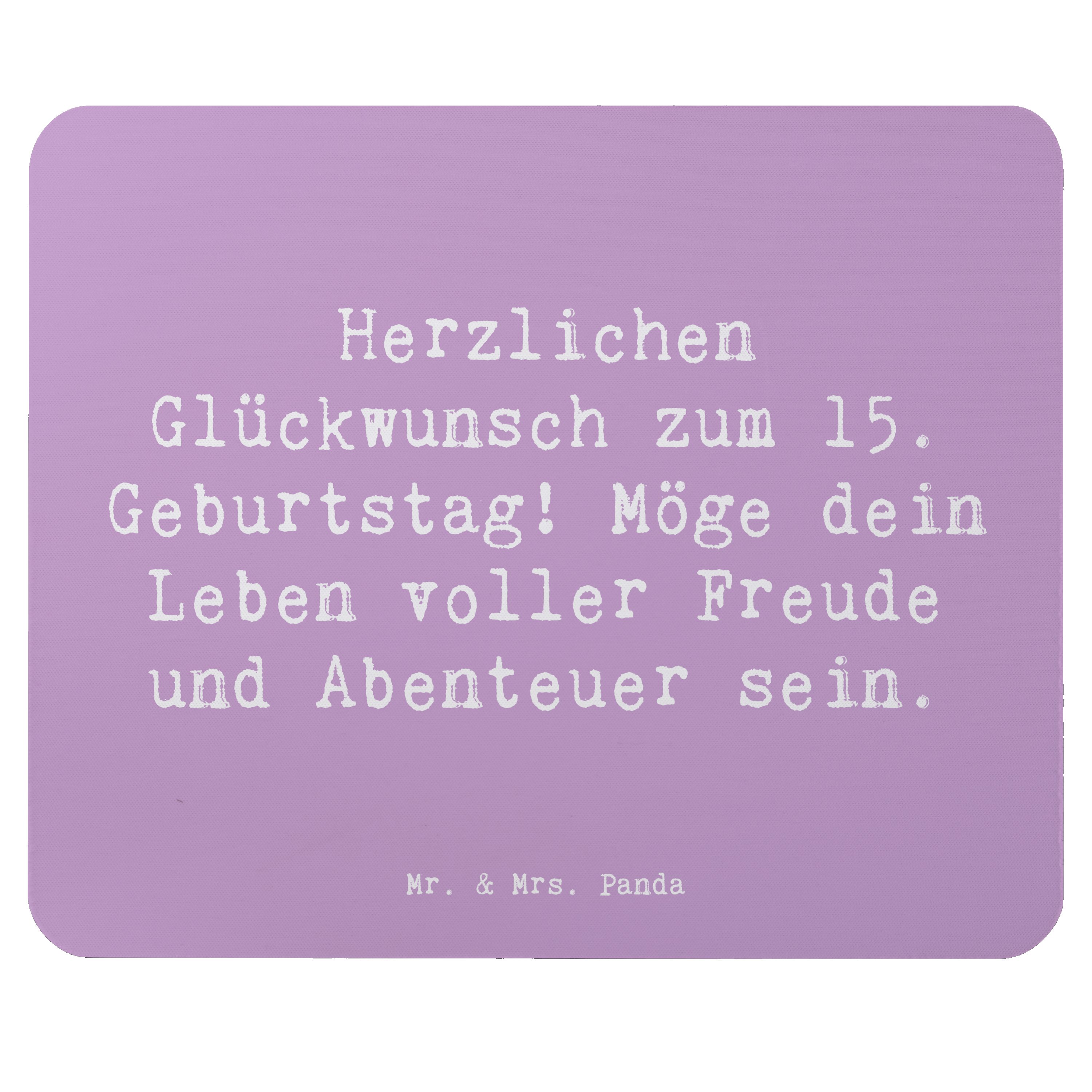Mauspad Spruch 15. Geburtstag Glückwünsche - Lavendeltraum - Geschenk, neue M