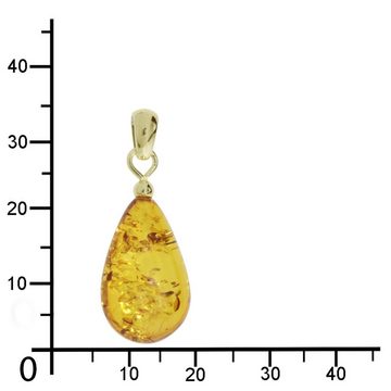 OSTSEE-SCHMUCK Kettenanhänger - Tropfen flach, ca. 20 mm lang - Gold 333/000 - B (1-tlg)