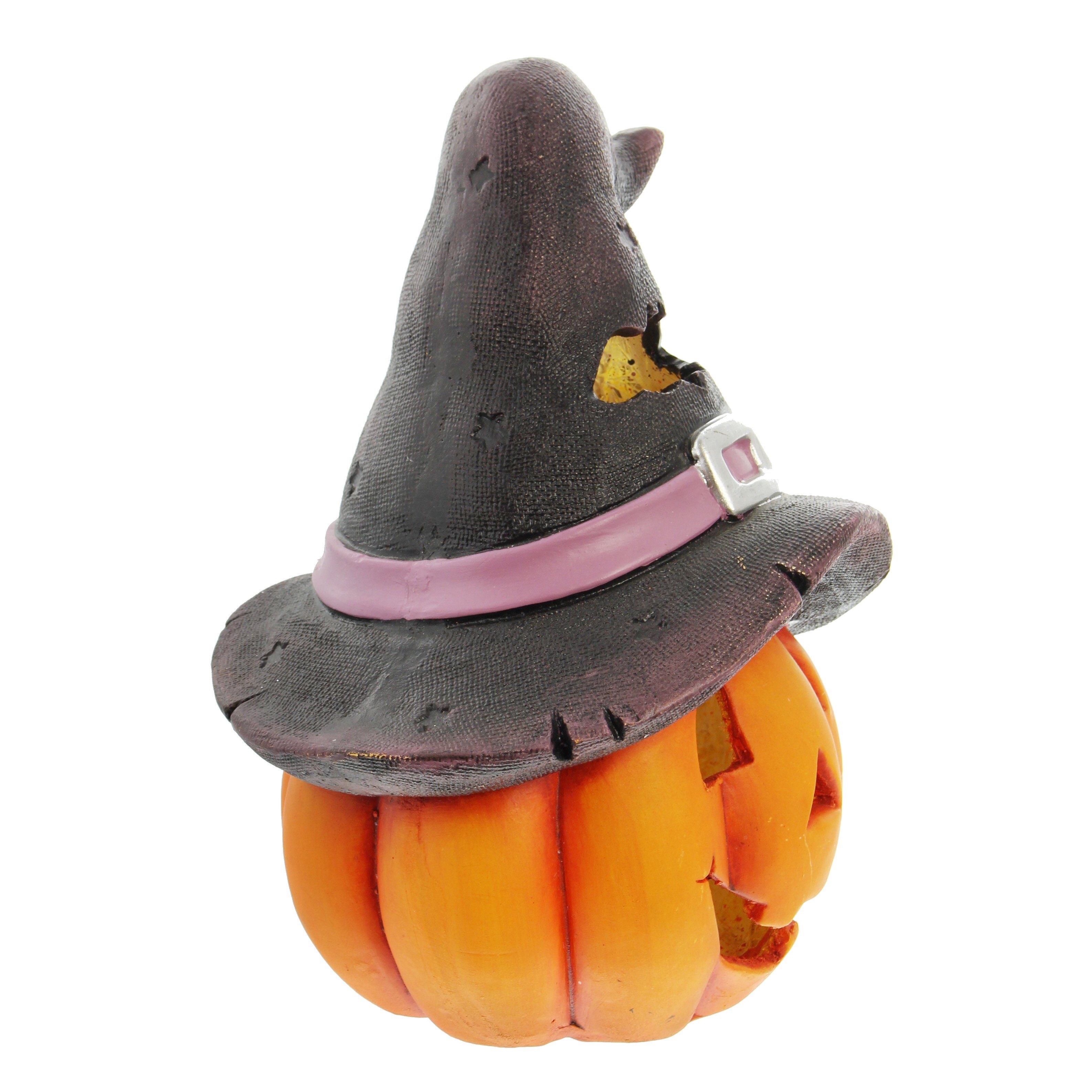 Dekoleidenschaft Windlicht "Hexenhut" Halloweendeko für Innen + Außen, Deko Kürbis, Kerzenhalter (1 St), Halloween Gruselkürbis wetterfest für Garten, Balkon &  – Bild 4 von 5