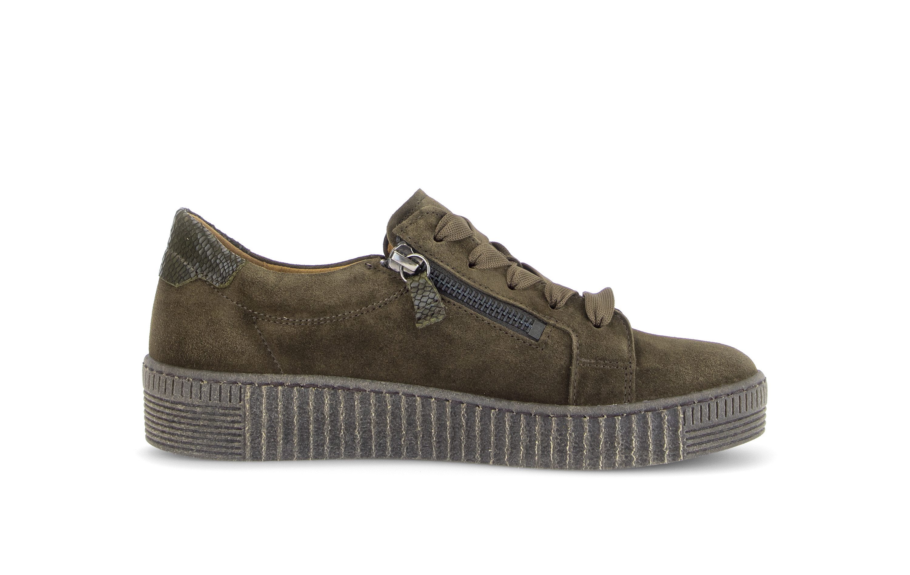 Gabor Plateausneaker Freizeitschuh, Halbschuh, Schnürschuh mit dezentem Fersenbesatz