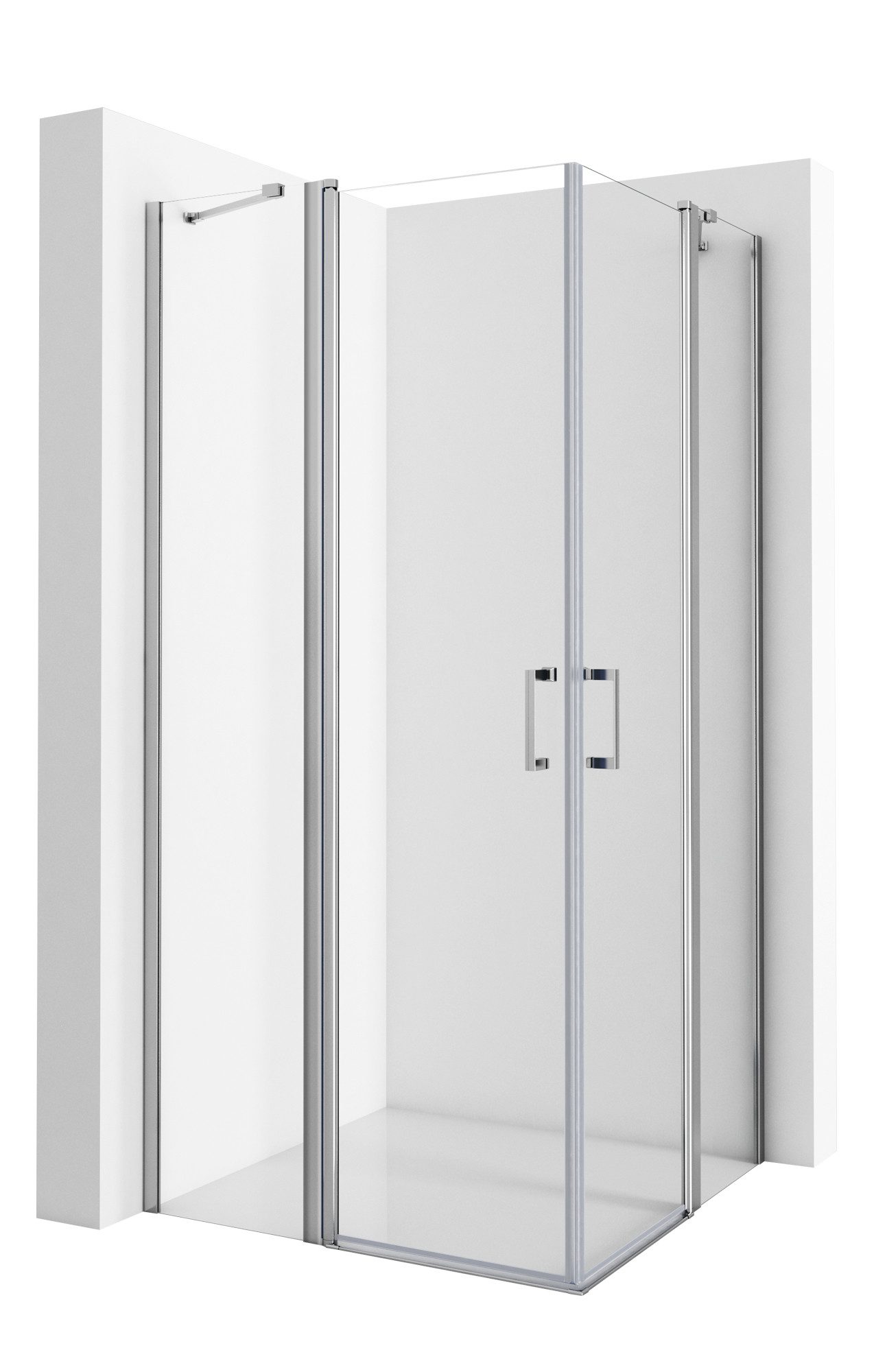 GOEZES Eckdusche Falttür 75x90 90x90 100x100 Duschkabine Eckeinstieg Dusche Faltbar, BxT: 90x90 cm, Sicherheitsglas mit Nano, Drehfalttür, Scharniertür, mit Haltestangen, Aluprofil, Alu-Bodenleiste, Magnetdichtleisten,Rechts-und Links montierbar
