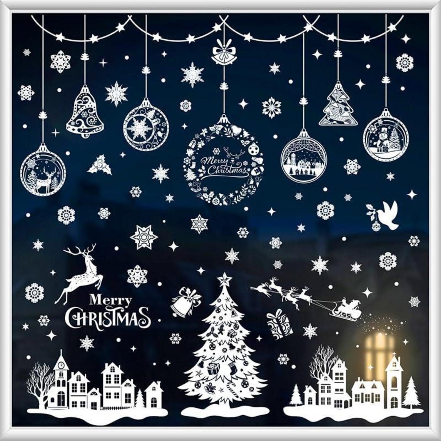 LuxusKollektion Fensterbild Fensterbilder Weihnachten Schneeflocken PVC 244 Stück