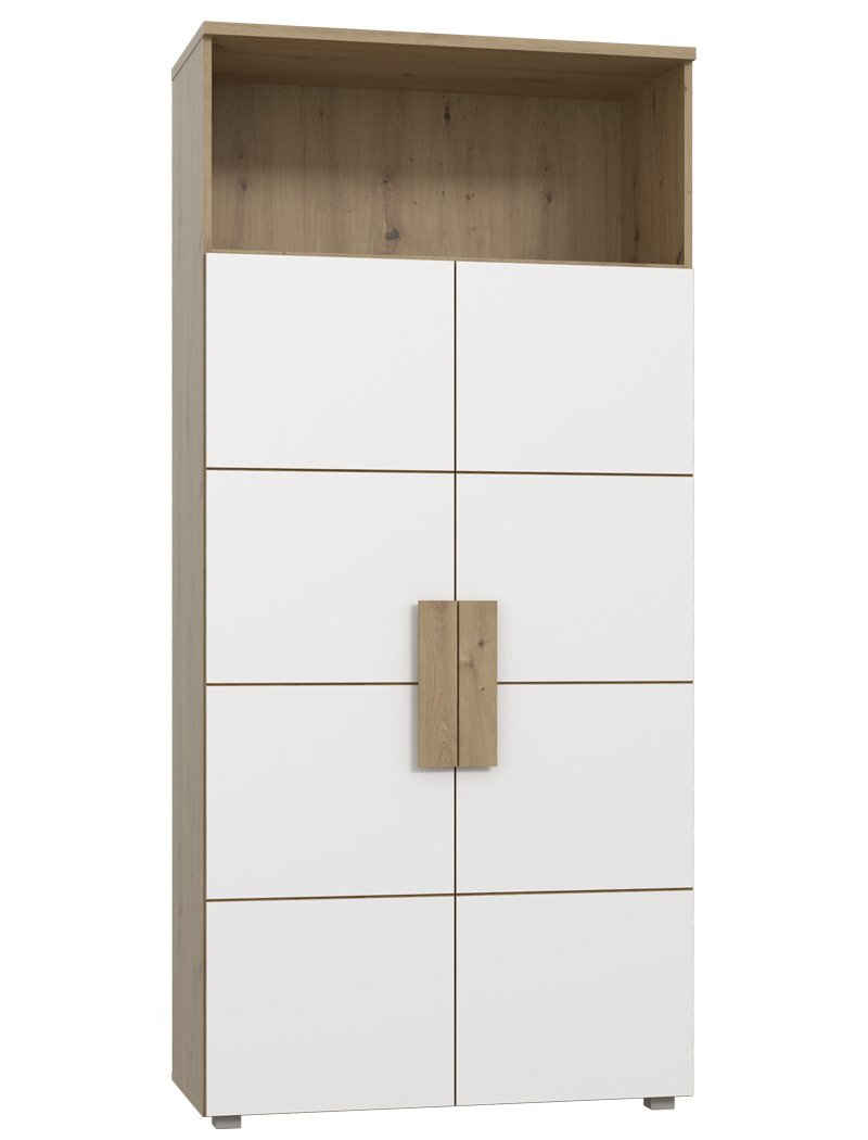 expendio Kleiderschrank Aachen 6 Drehtürenschrank Artisan Eiche weiß 91x197x42 cm mit viel Stauraum