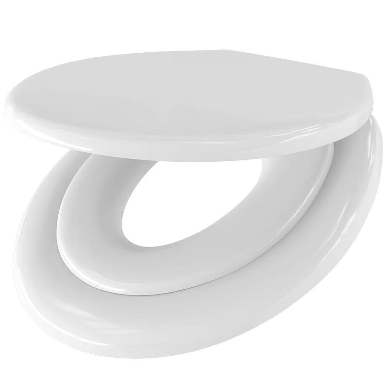 Sanit-Plast WC-Sitz 2-in-1 WC-Sitz mit Kindereinsatz & Absenkautomatik 44,5x37,2cm) Weiß, Familien-WC-Sitz mit Soft-Close & Quick-Release