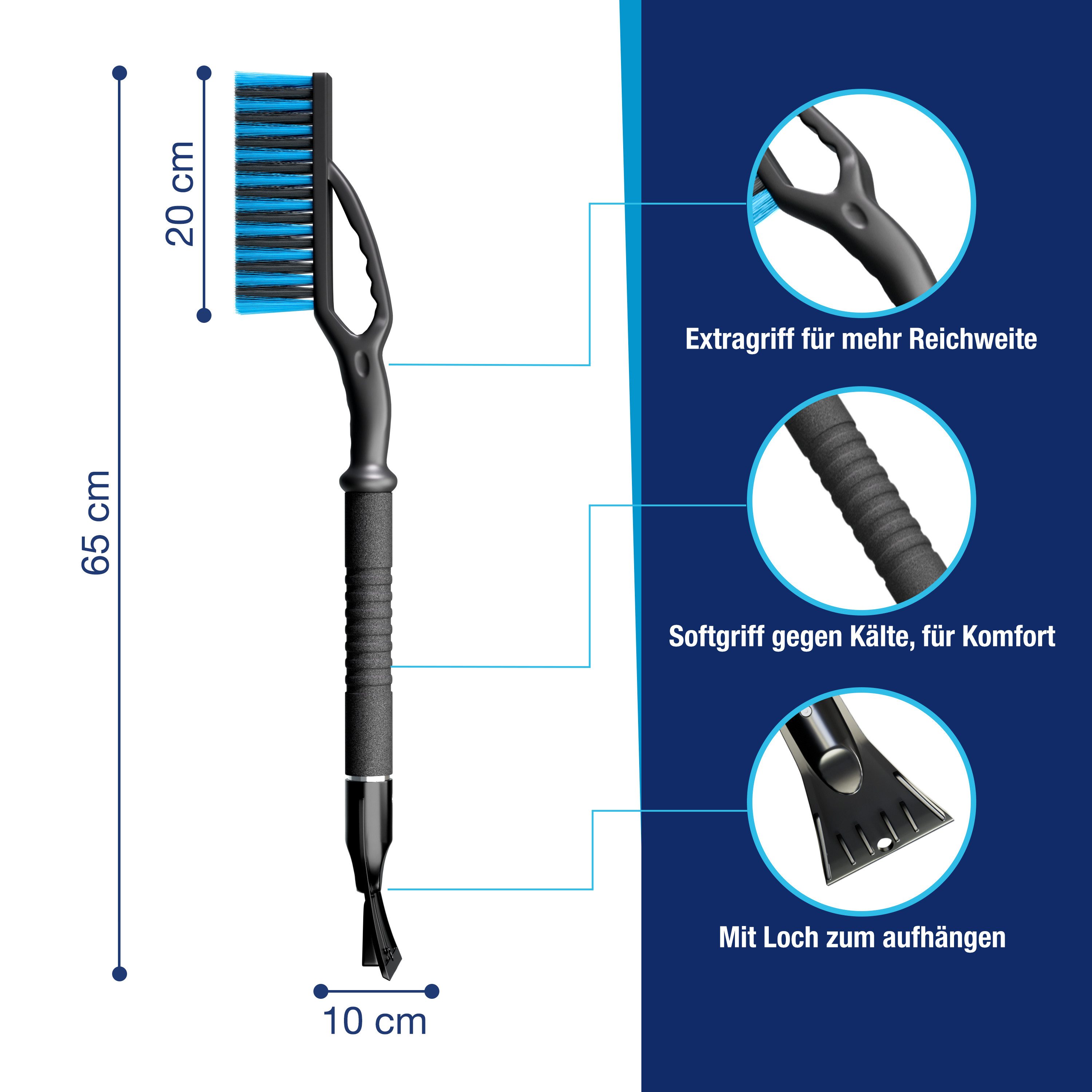 NTG Nutzfahrzeug Technik GmbH Ice Scraper Snow Brush - XXL Ice Scraper 65 cm long Multifunctional Winter Helper: Perfect for Vehicle Care
