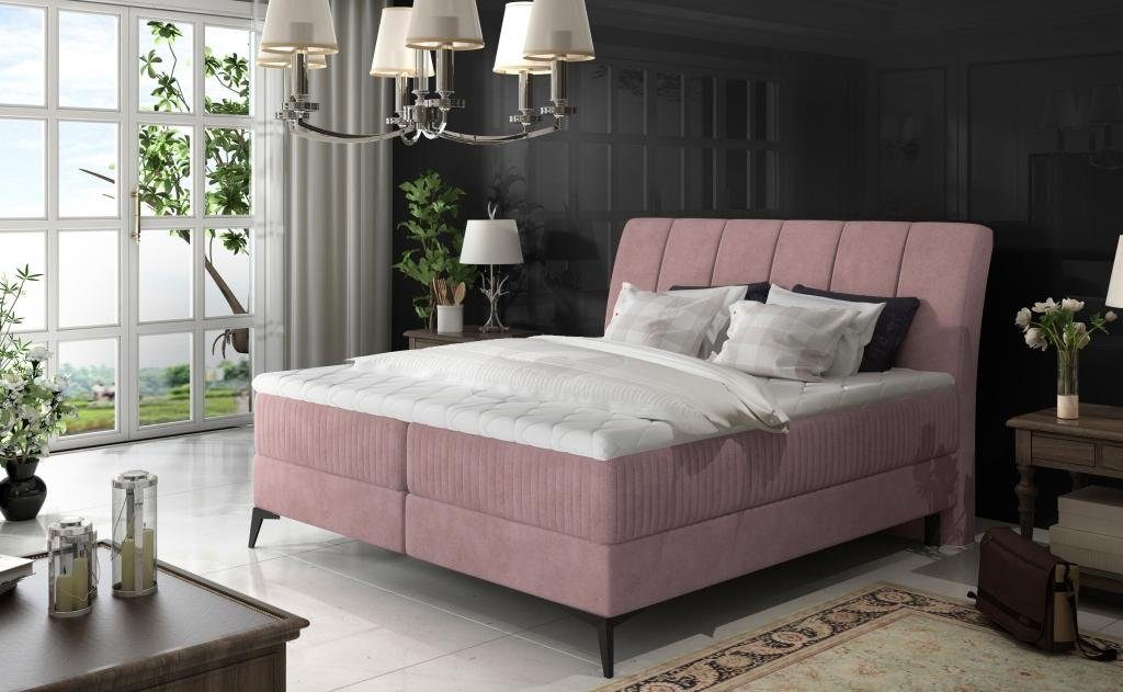 JVmoebel Bett Bett Doppel Polster Design Hotel Zimmer Ehe Rosa Luxus Schlaf Betten