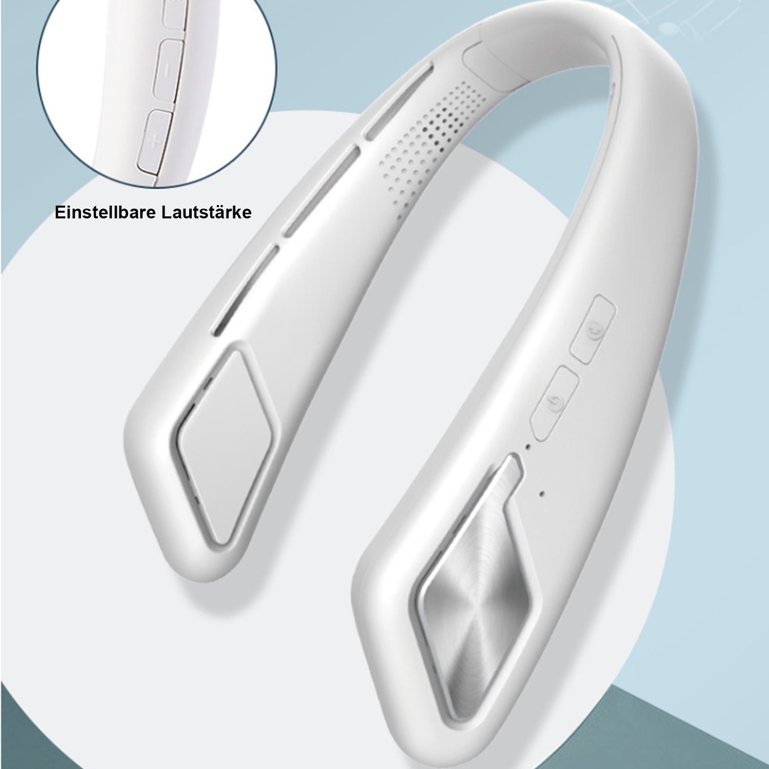 KINSI Tragbare Mini Bluetooth-Verbindung USB-Ventilator Halsventilator, Weiß Ventilator,