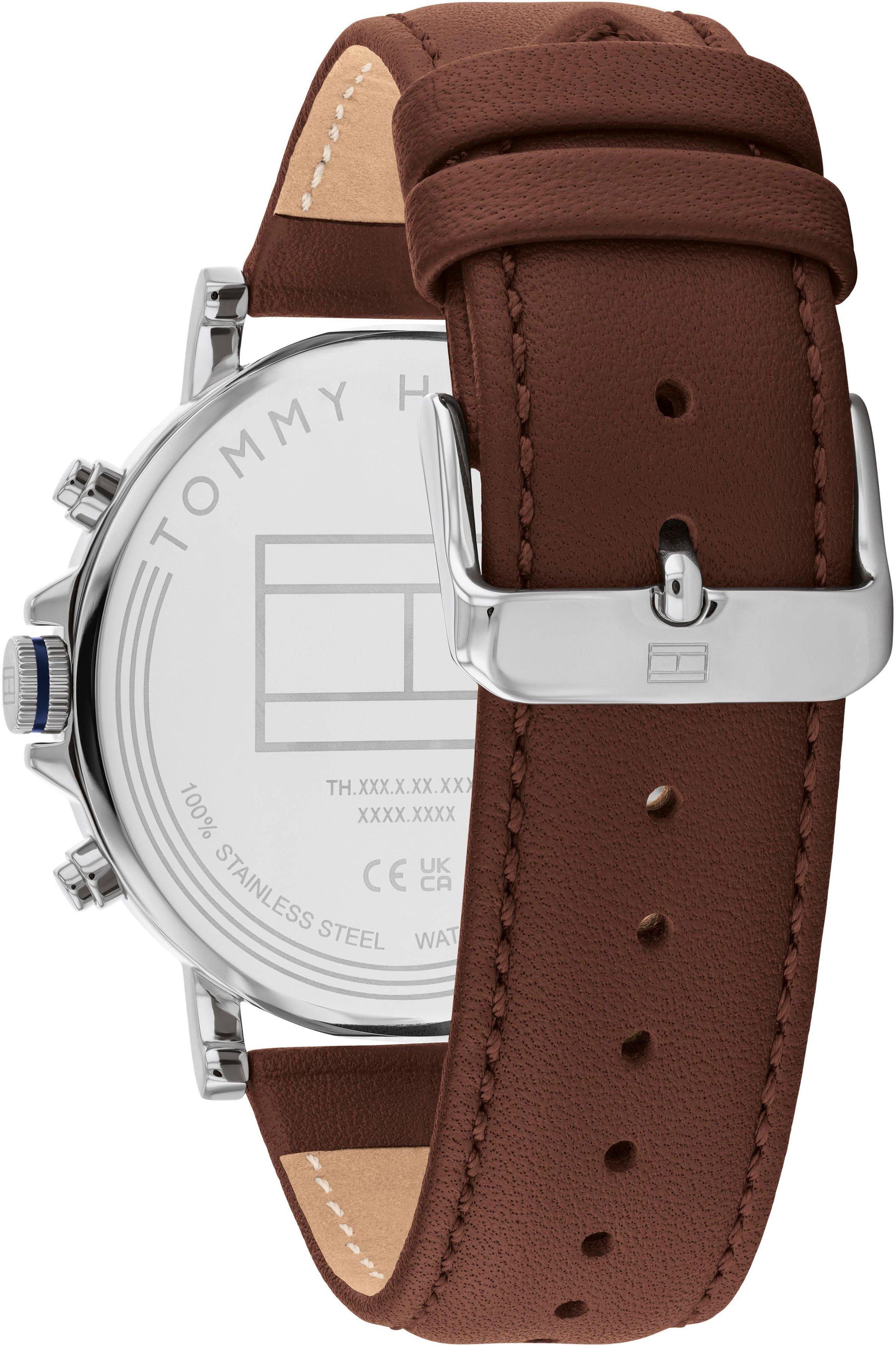 Tommy Hilfiger Multifunktionsuhr TYSON 1710585, Quarzuhr, Armbanduhr, Herrenuhr, Datum, Lederarmband