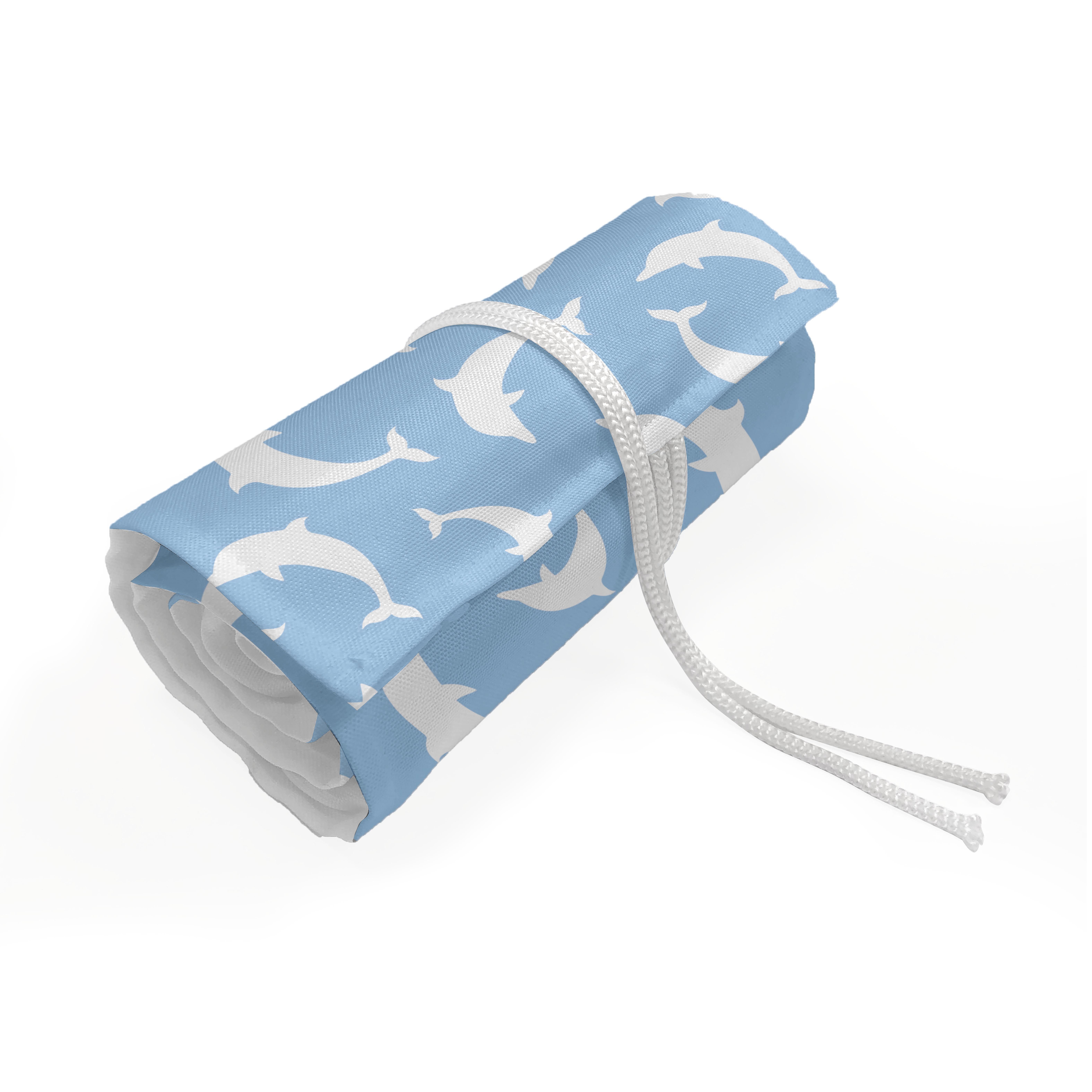 Abakuhaus Federmäppchen langlebig und tragbar Segeltuch Stiftablage Organizer, Ozean Muster mit Delfinen Baby Blue Weiß