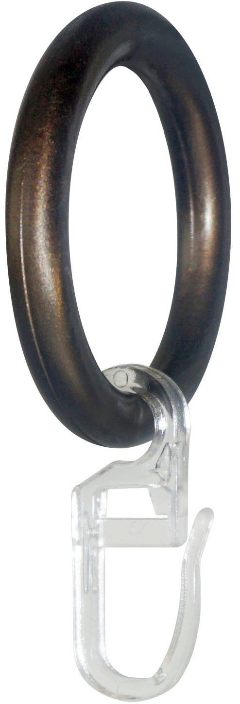 Gardinenring Ring mit Haken, GARESA, (20-St), für Durchmesser bis 16 mm, einfache Montage bronzefarben