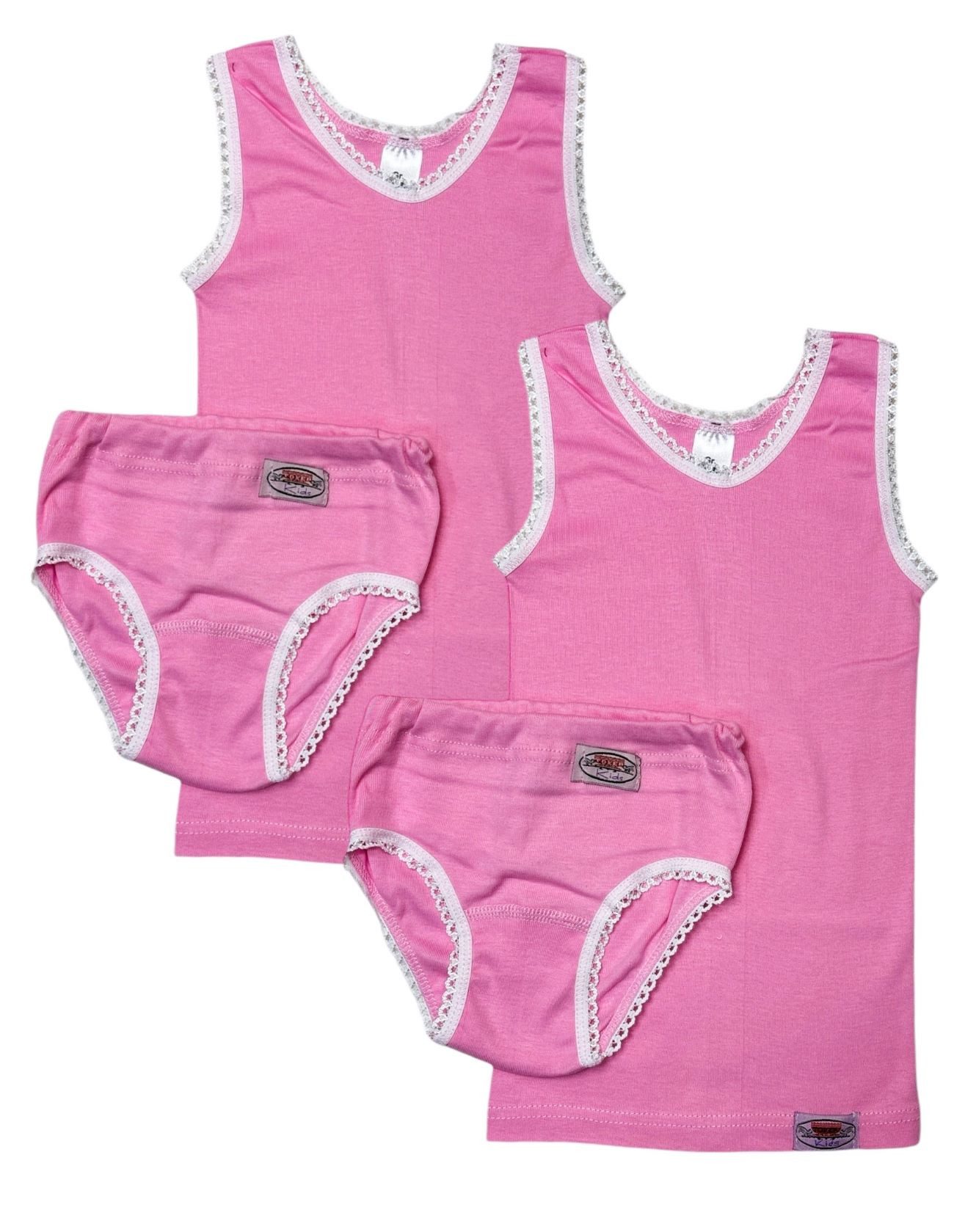 Toker Collection® Unterhemd Mädchen Unterwäsche Set 2x Unterhemd & 2x Slip (Packung, 2er-Pack) aus reiner Baumwolle