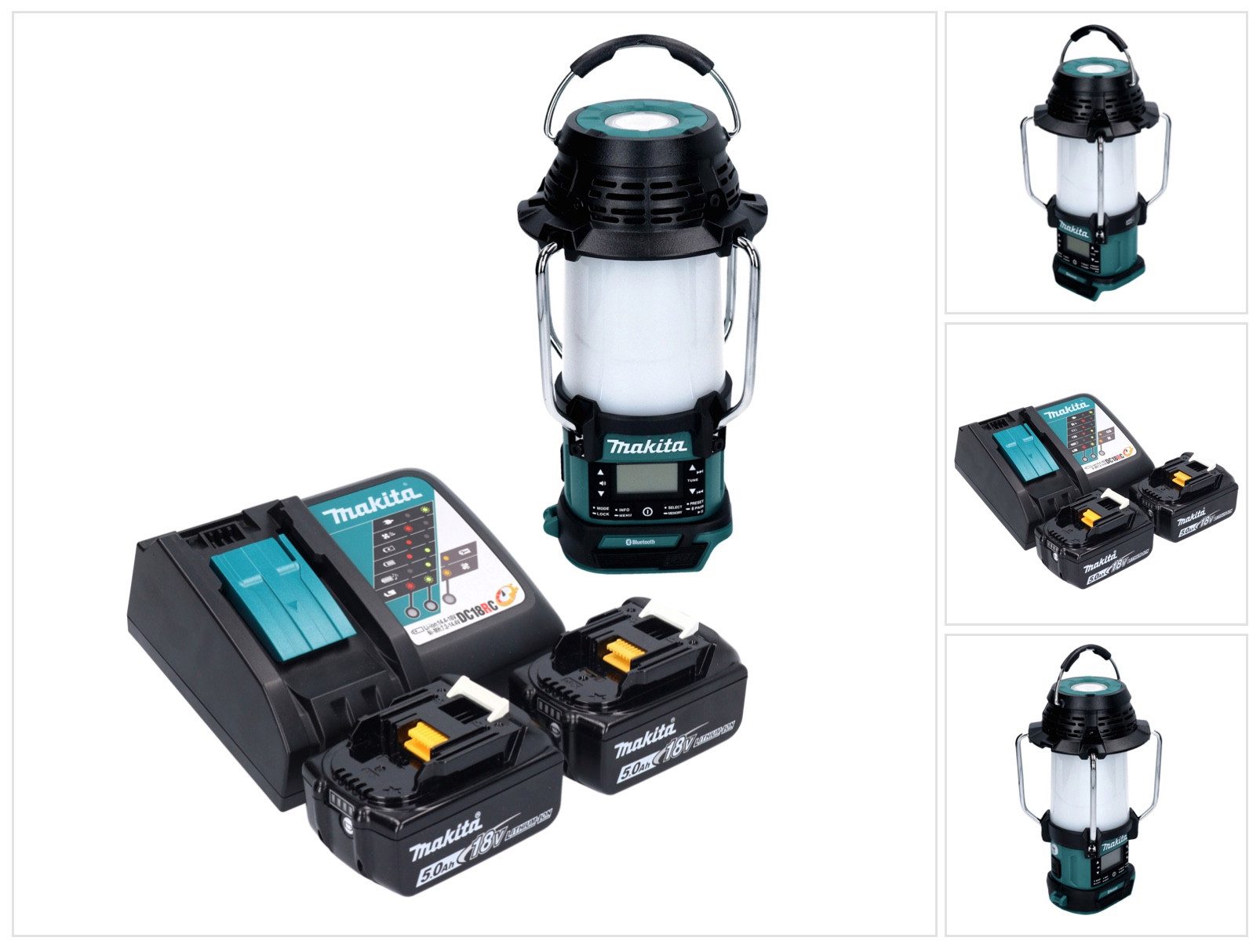 Makita DMR 056 RT Akku Radio 18 V FM DAB+ mit Laterne 360° Taschenlampe IP65 Baustellenradio