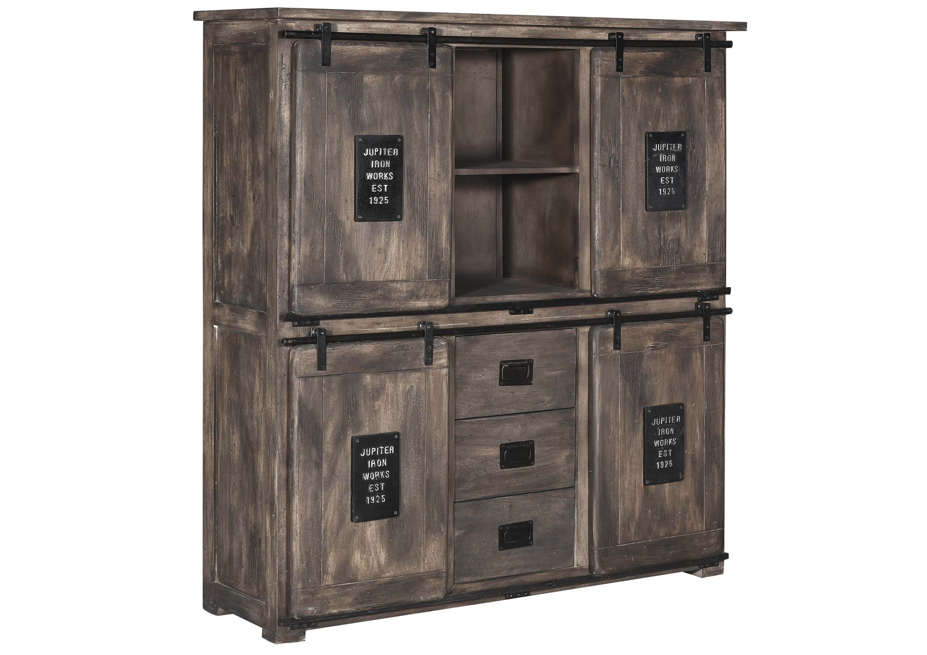 Massivmoebel24 Highboard (Highboard Mango 150x45x160 grau günstig online kaufen
