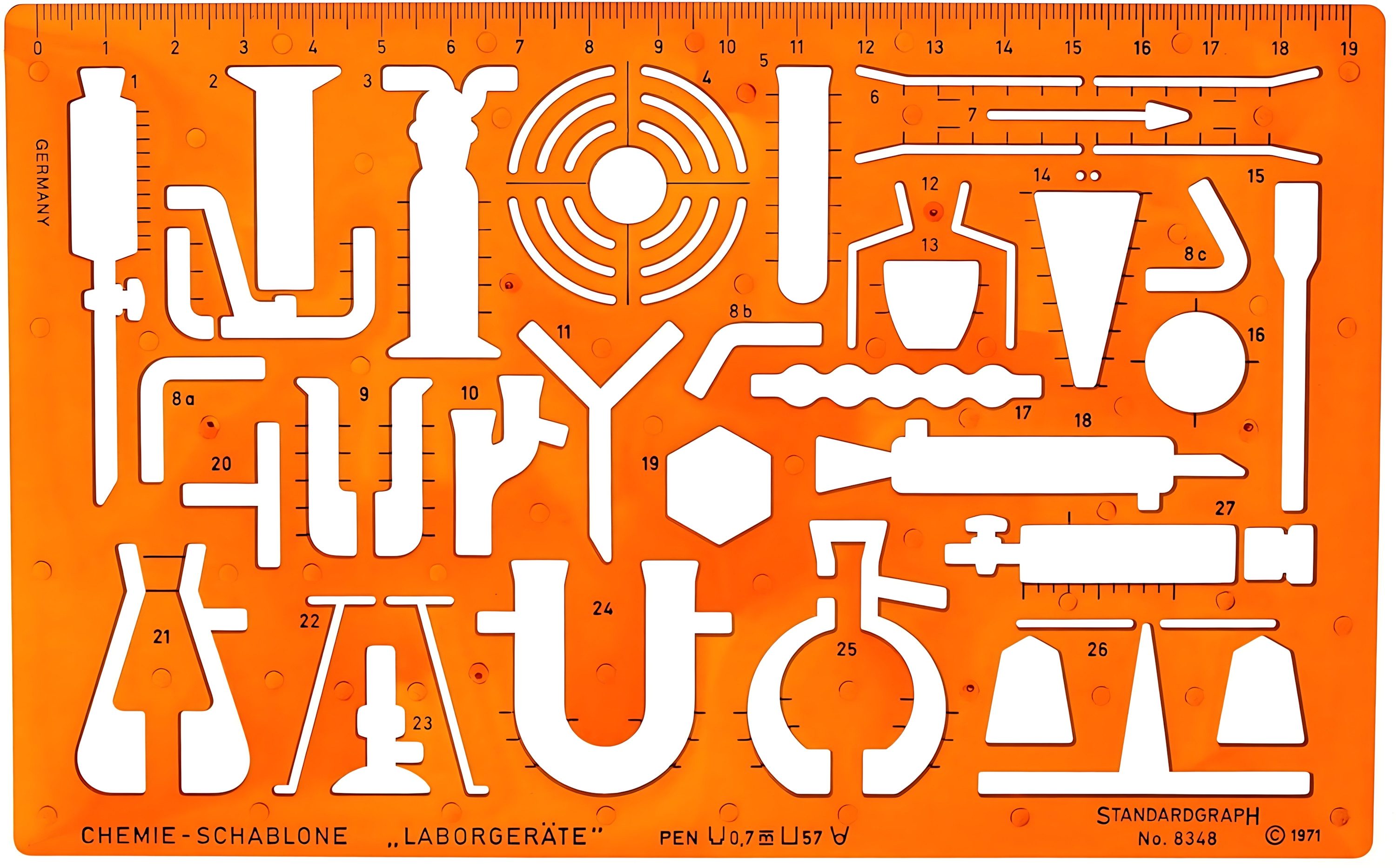 STANDARDGRAPH Zeichenlineal Standardgraph Chemie-Schablone Laborgeräte