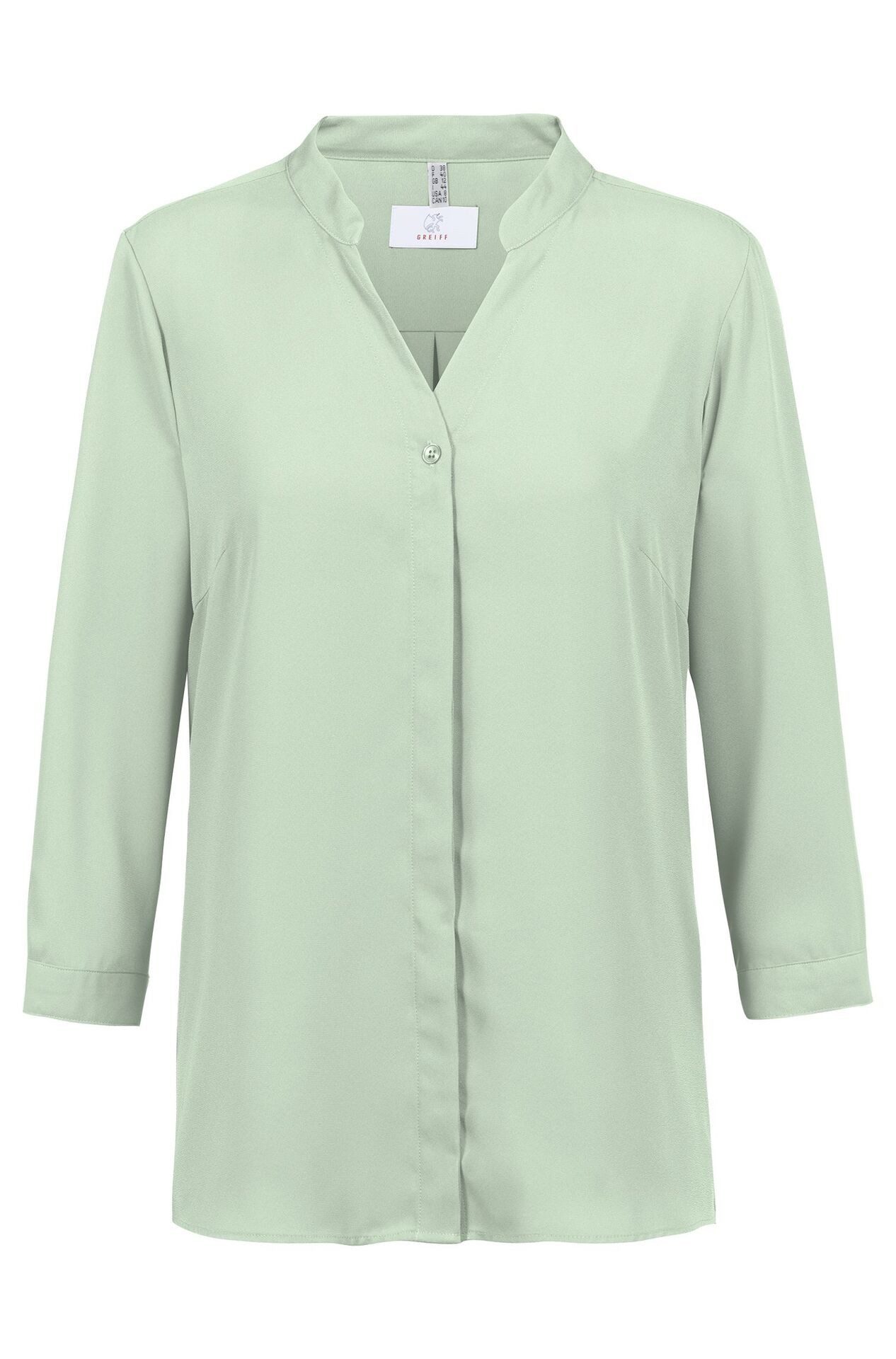 Langarmbluse Greiff CHIFFON Damen Chiffon-Bluse 3/4-Arm V-Neck Regular Mint 32