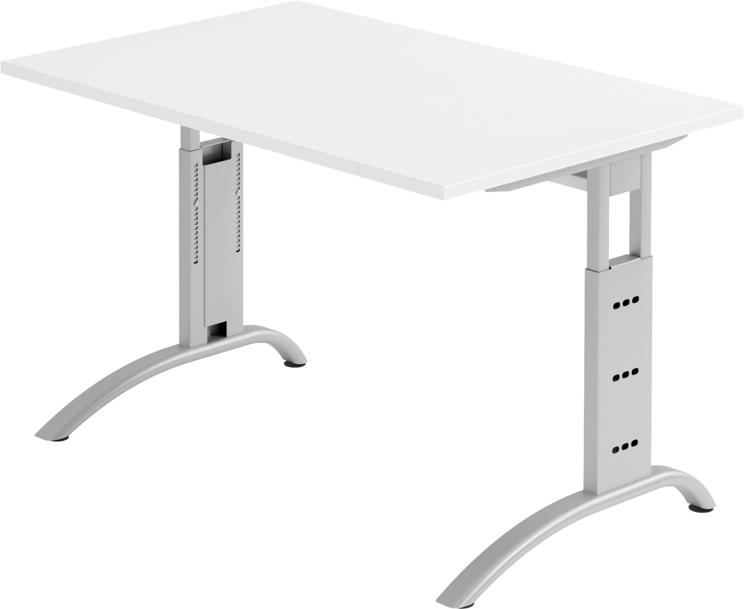 bümö Schreibtisch Schreibtisch Serie-F, Rechteck: 120 x 80 cm - Dekor: Weiß - Gestell: Silber