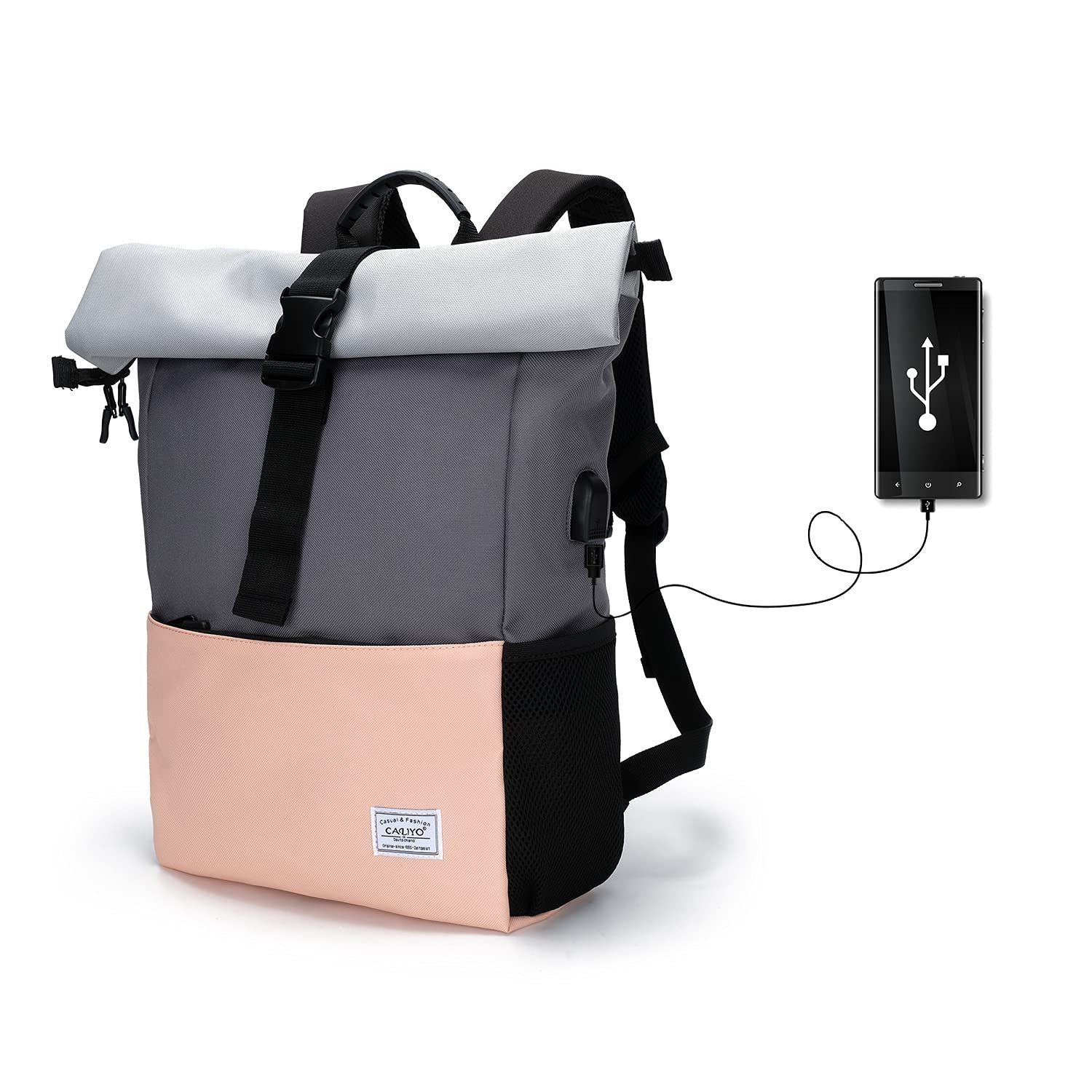 Unisex Schultasche große Kapazität für Erwachsene Frauen Jungen Student Campus Backpack Reise Outdoor Rucksack aus Canvas lässig Rucksäcke für Bücher Laptop Lebensmittel Kleidung Daypack Braun 