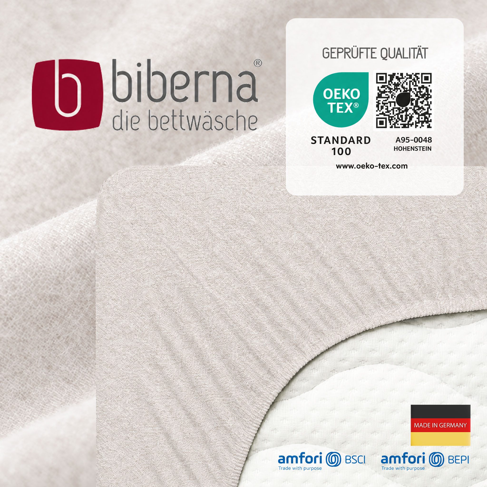 Biberna Spannbettlaken 0841380 HERMAL Premium Melange-Biber Spannbetttuch 100% Baumwolle, Flanell, Gummizug: rundum, (1 Stück), Biber, wärmend & weich, Rundumgu – Bild 5 von 5