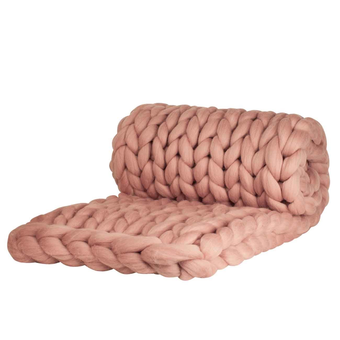 pale Chunky Wolldecke Knit small pink 80x130cm, Cosima adorist, Tagesdecke,