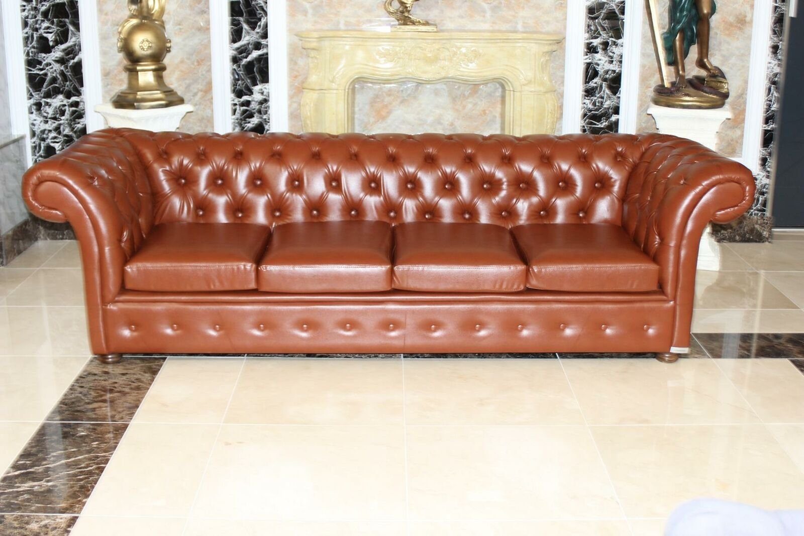 JVmoebel 4-Sitzer Sofa 4 Sitz Couch Sofas Chesterfield Viersitzer Kunstleder Sofort, 1 Teile | Einzelsofas