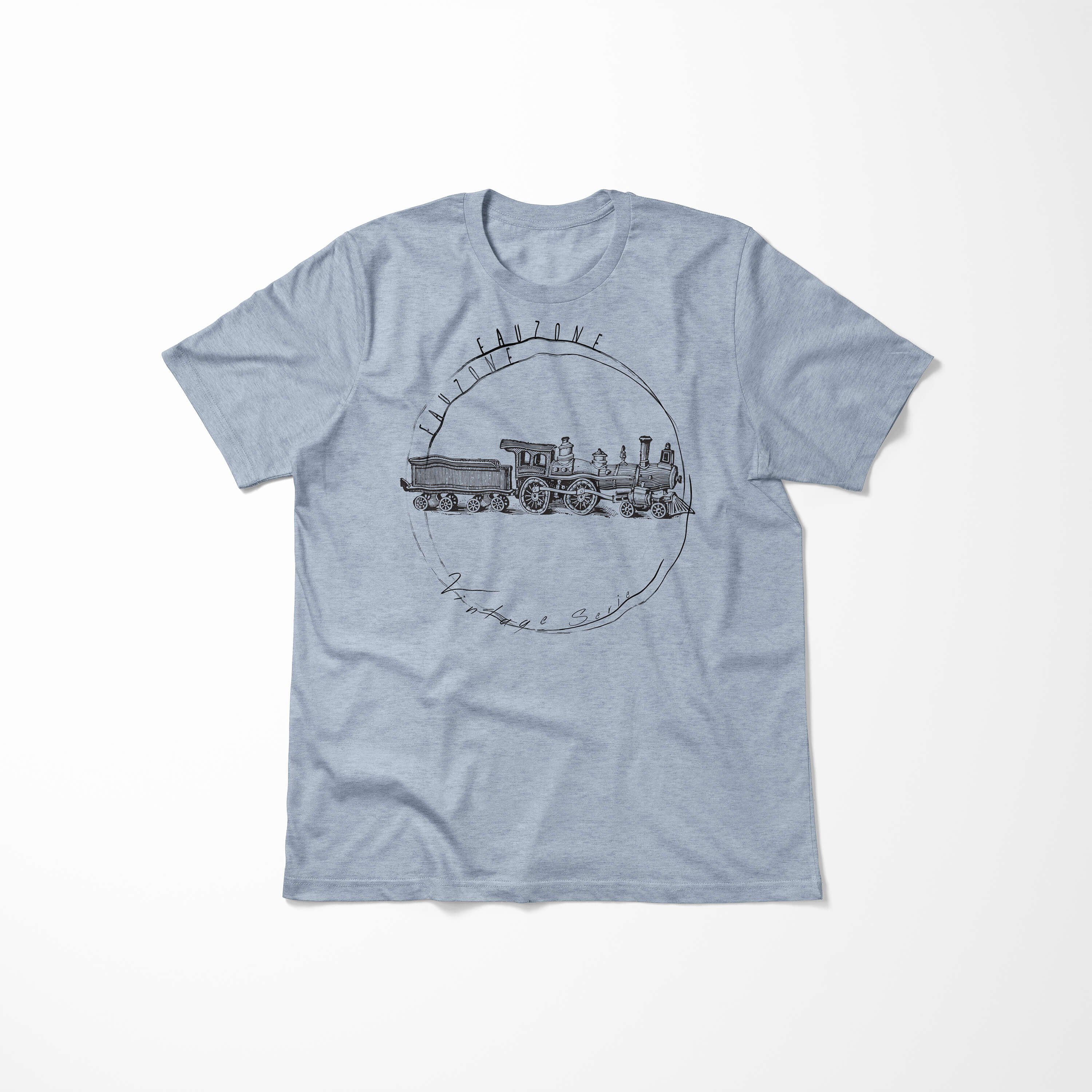 Vintage Stonewash Art T-Shirt Sinus Herren Lokomotive T-Shirt Denim