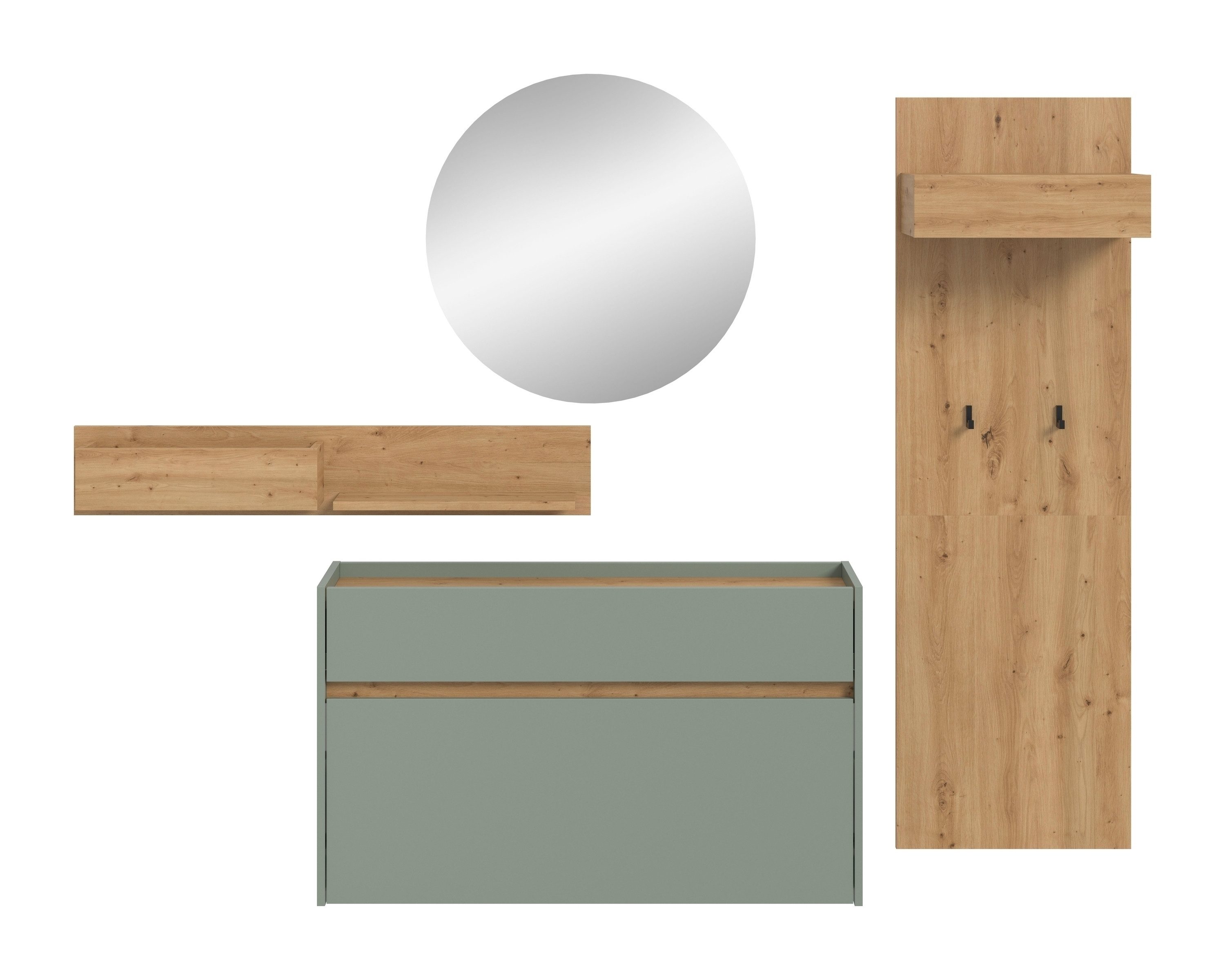 freiraum Garderoben-Set Drive, in Salbei - 197x205x32cm (BxHxT)
