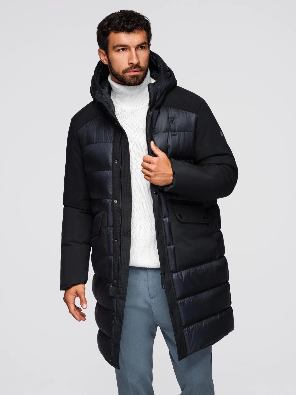 OMBRE Steppmantel Lange Steppjacke für Herren mit großen Taschen günstig online kaufen
