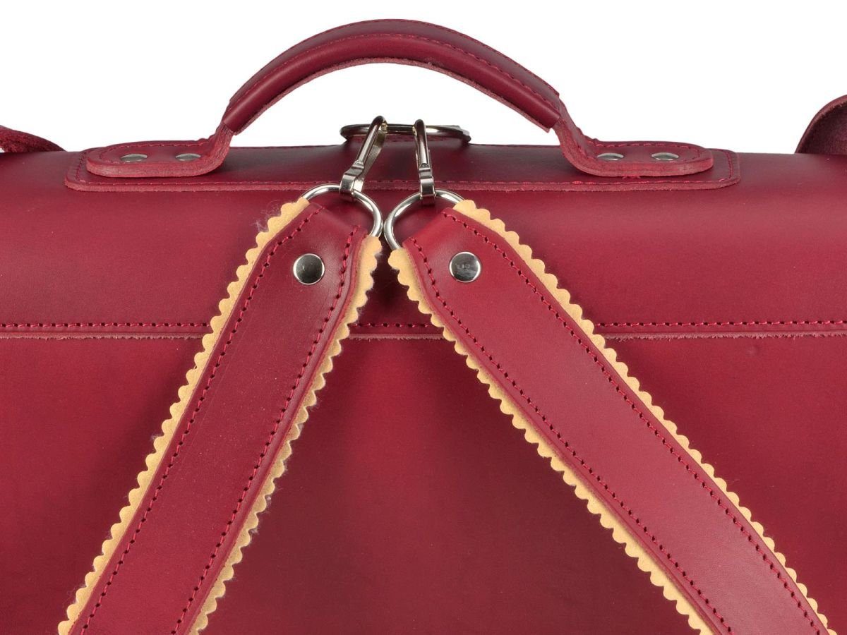 Fächern, Classic Leder Rucksack zu 2 auch Satchel, Ruitertassen tragen, Aktentasche 38 rot cm als Lehrertasche mit