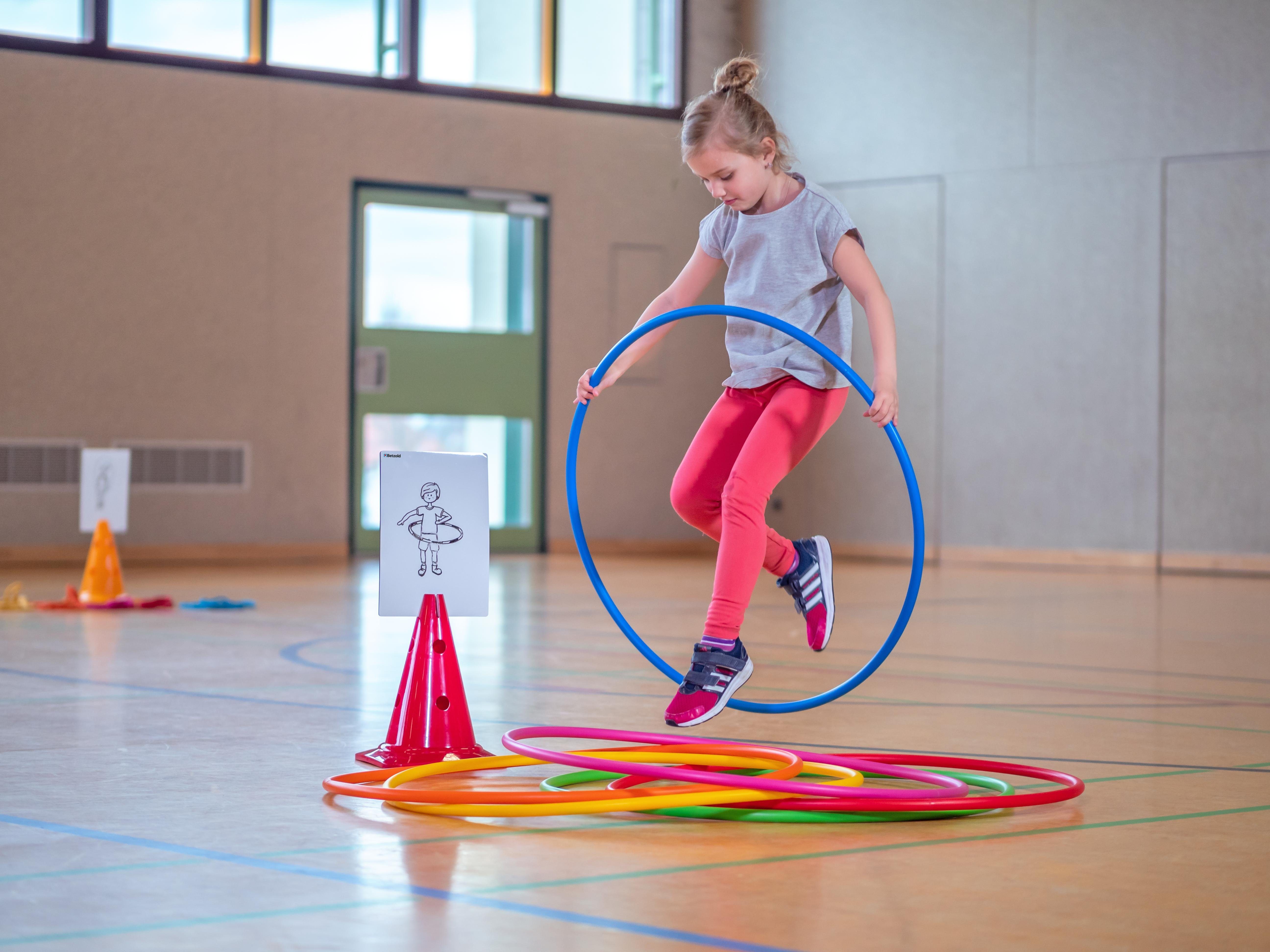 Betzold Hula-Hoop-Reifen Gymnastik-Reifen Regenbogen-Set, 6 Stück – Fitness und Spiel