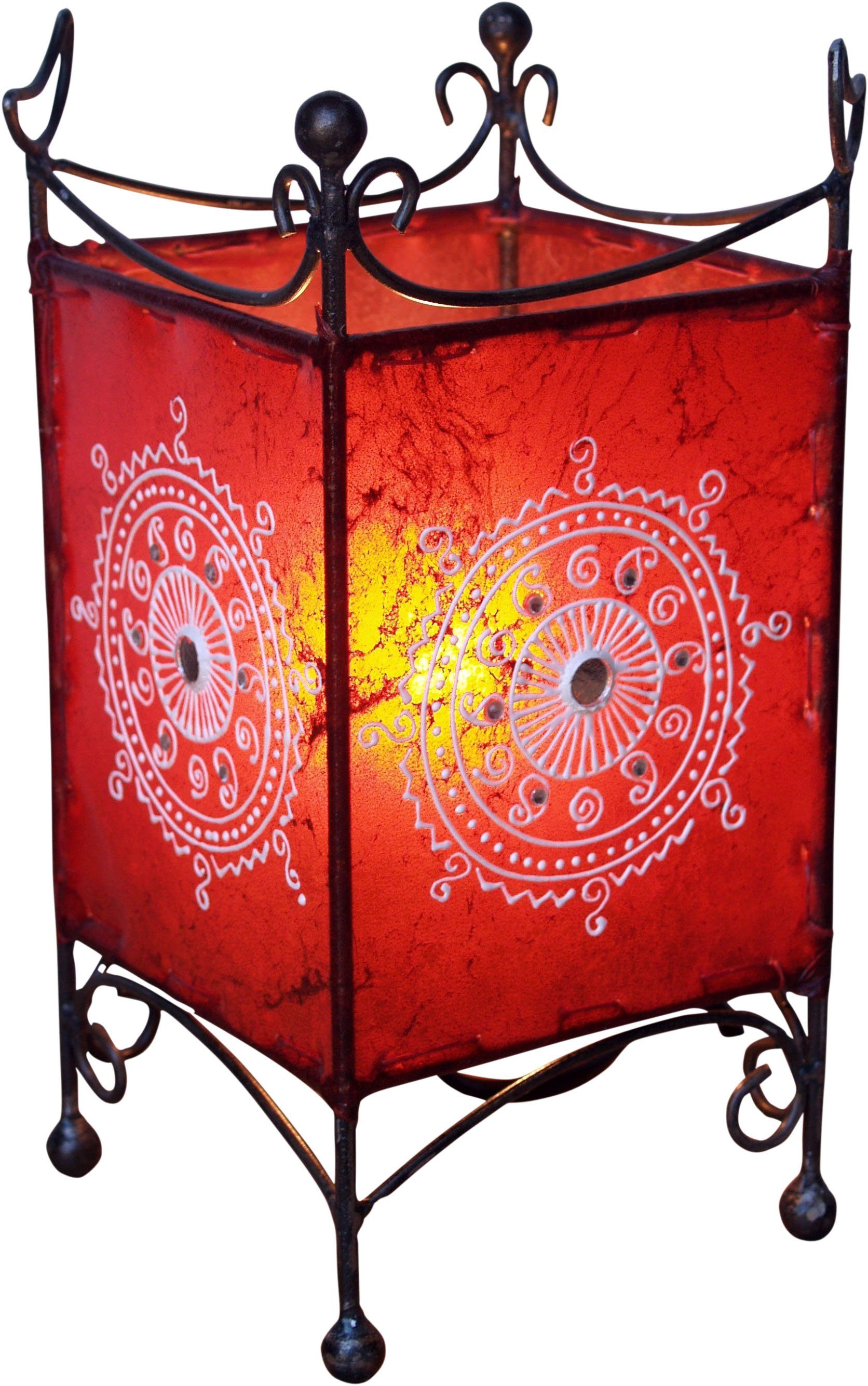 Tischleuchte Hennalampe Leder Tischlampe - Madras rot