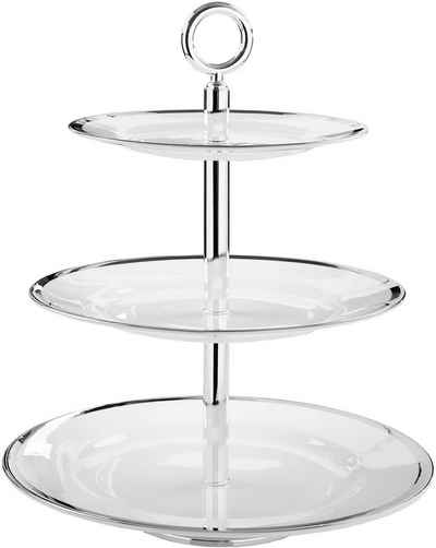 Fink Etagere PLATINUM, Porzellan, (1-tlg), Servierplatte mit Platinumrand, mit 3 Etagen, Höhe ca. 39 cm