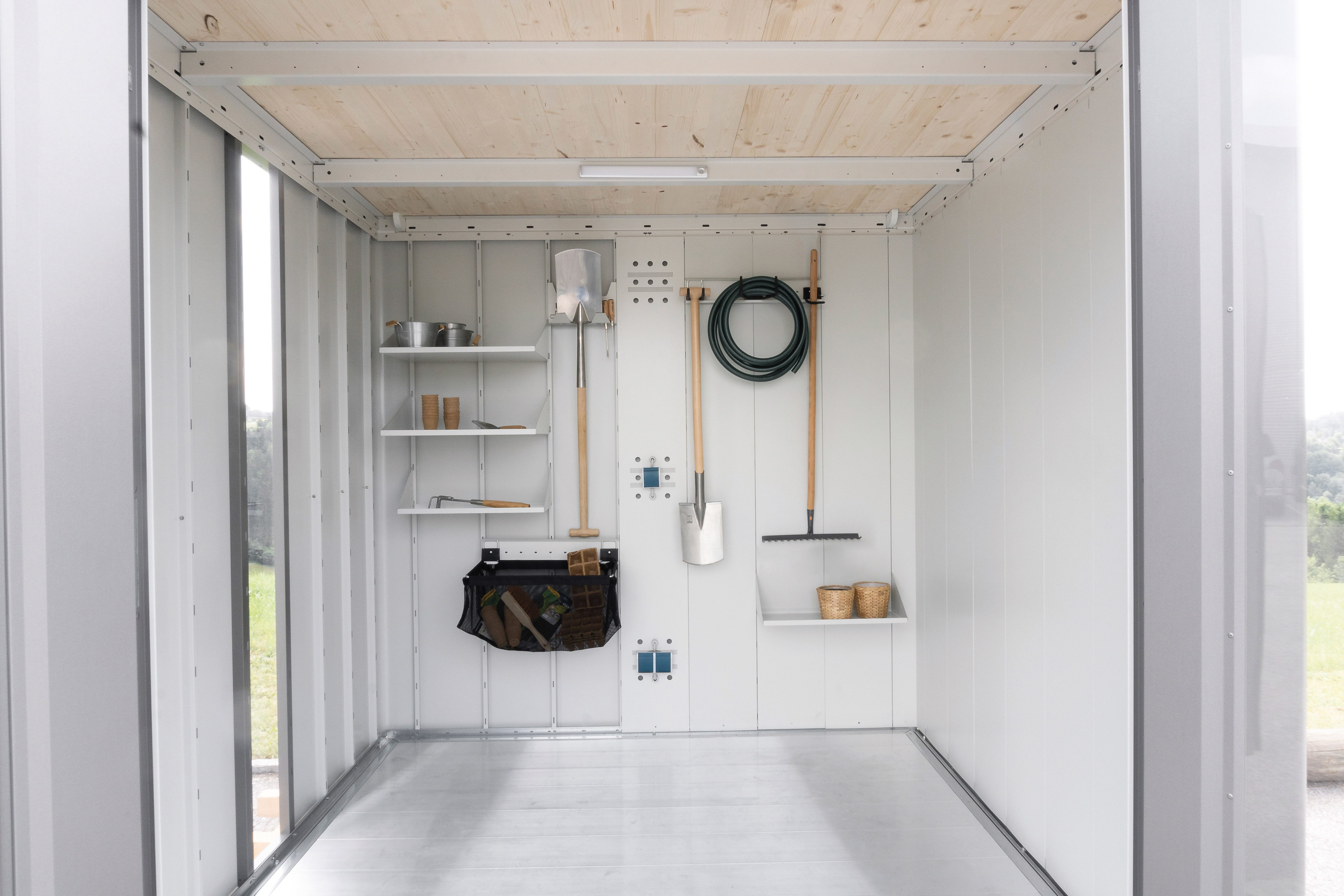 Biohort Gerätehaus NEO Gr. 3C, verschiedene Farben, BxT: 292x292 cm, stylisches Gartenhaus mit Flachdach