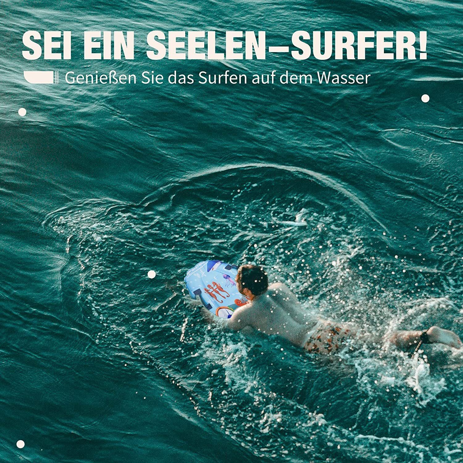 KAHOO SUP-Board Aufblasbares Schwimmhilfe Inflatable Meeresfauna Bodyboard, 52x14x70cm,