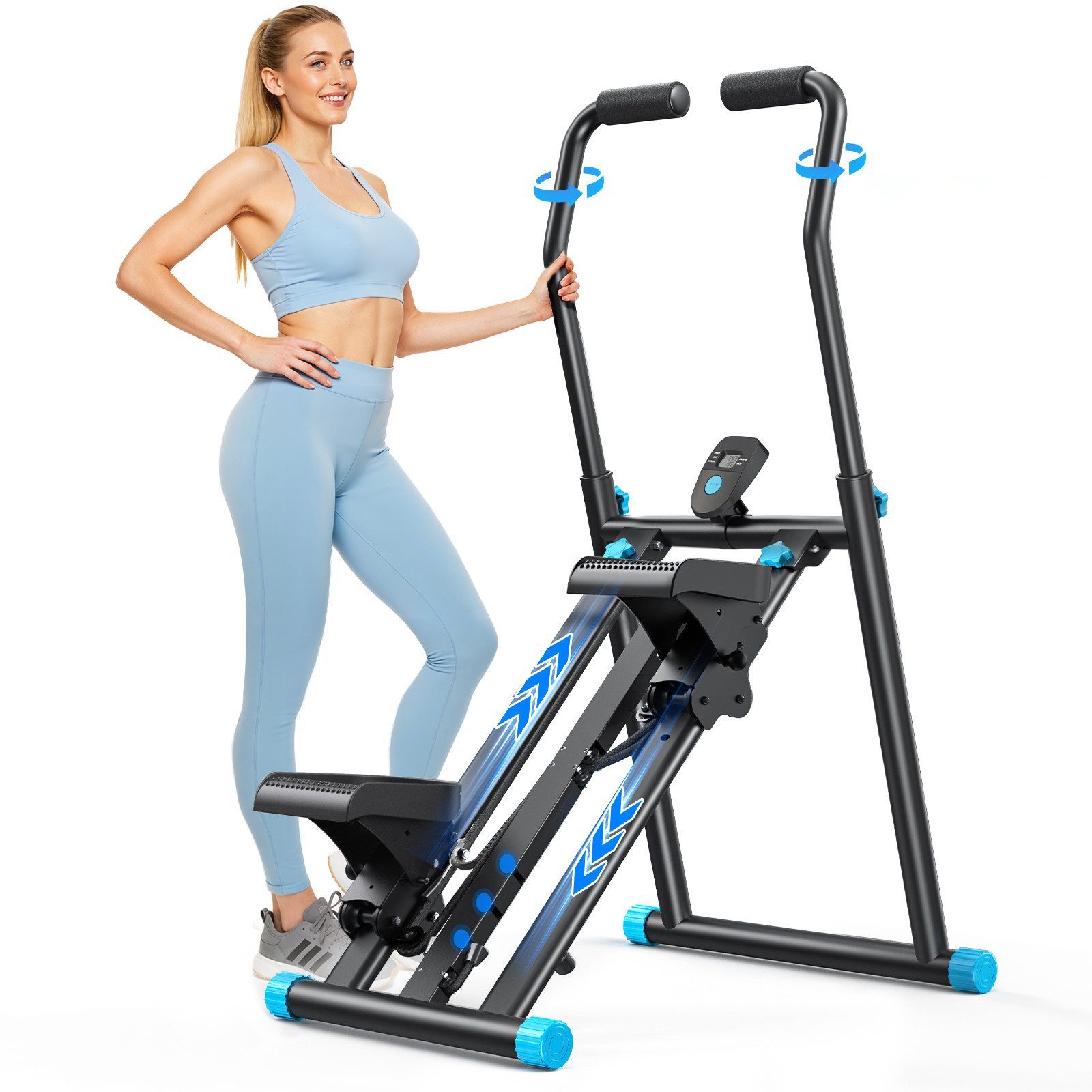 MERACH Stepper für zuhause, 2025 Treppensteiger, vertikaler Klettertrainer (Klappbarer Heimtrainer, höhenverstellbar, 3 Widerstand, LCD-Display, robustes Metallgestell, sicher & platzsparend), Ganzkörper-Workout, rutschfeste Pedale, langlebiges Fitnessgerät
