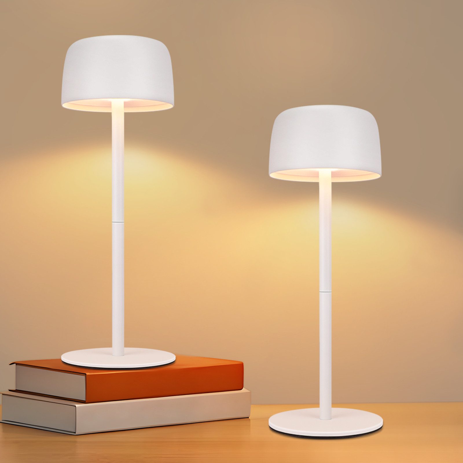 Tischleuchte LED Kabellos stufenlos Nachttischlampe mit Akku