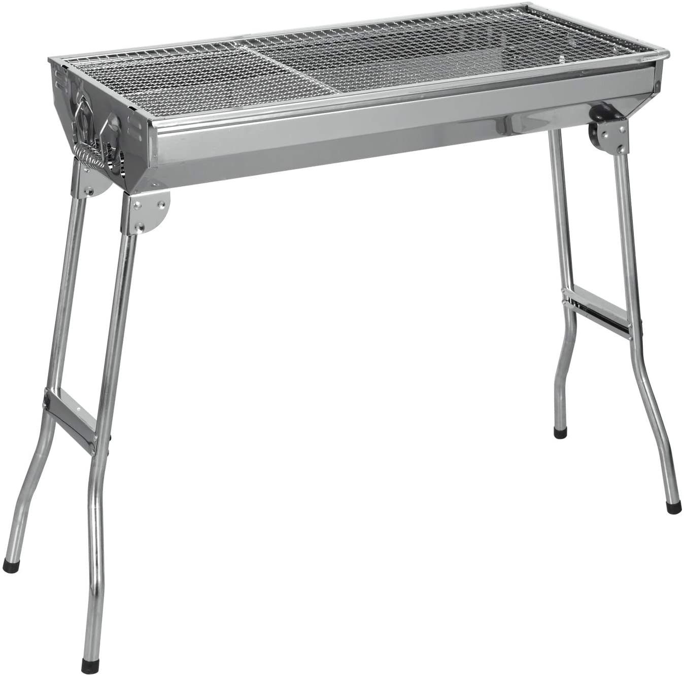 BBQ Edelstahl Grill Holzkohlegrill Camping Standgrill Tragbar Klappgrill Outdoor 