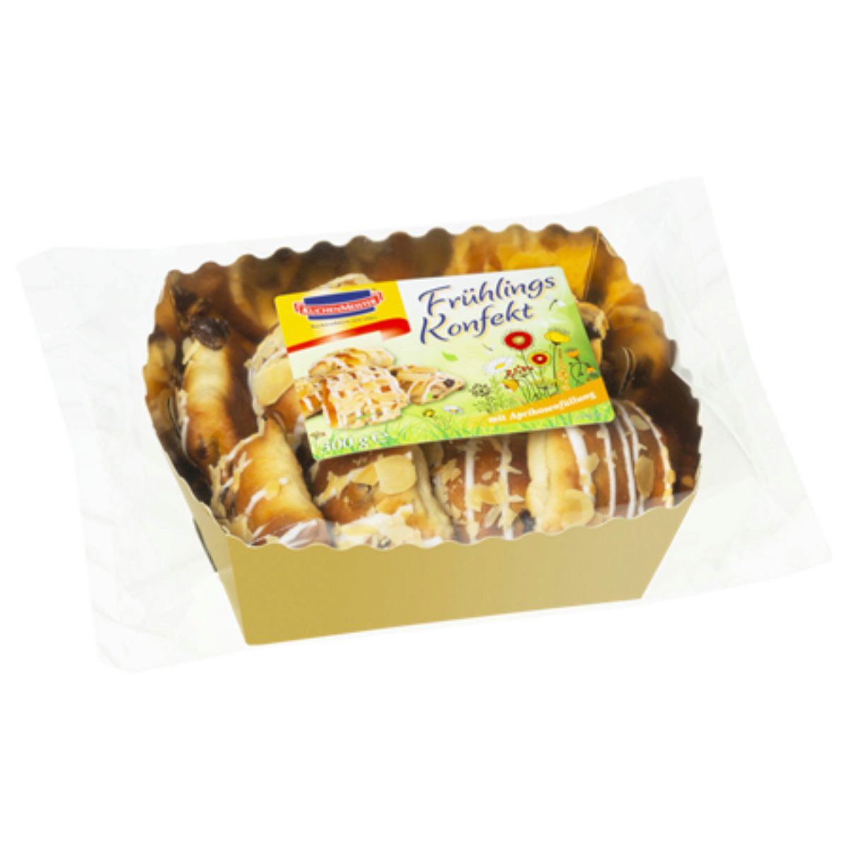 KuchenMeister Kuchen, KuchenMeister Frühlings Konfekt mit Aprikosenfüllung und Mandeln 300g