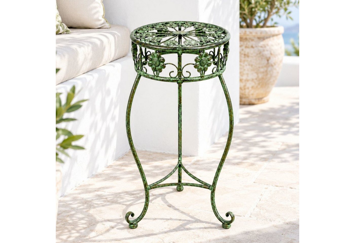 DanDiBo Blumenhocker Metall Grün 50 - 75 cm Blumenständer Blumensäule Antik