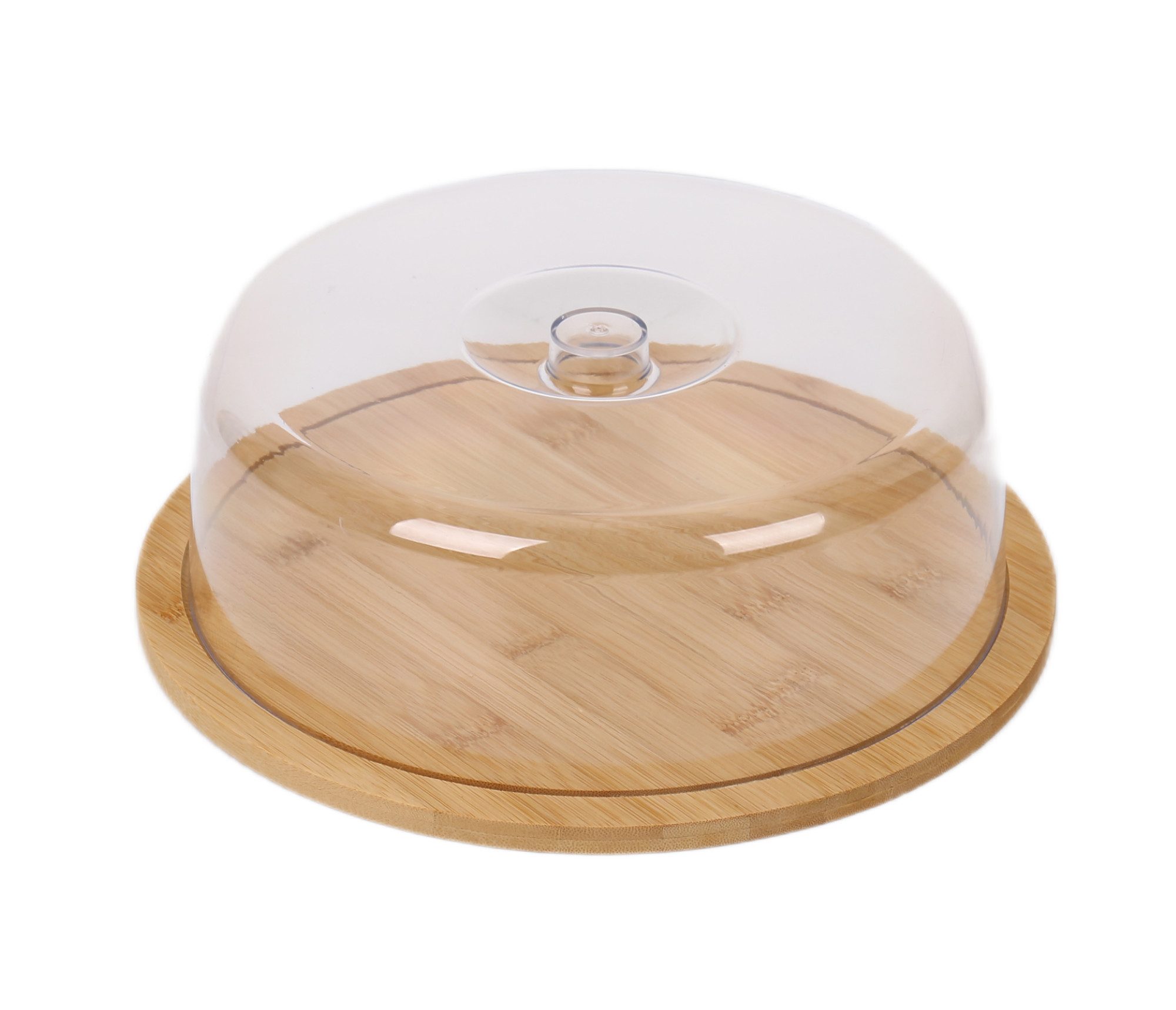 Cheffinger Tortenglocke Bambus Kuchenglocke / Käseglocke mit transparenter Haube,(1-tlg) aus Bambusholz, für Kuchen, Torten, Aufschnitt und Käse