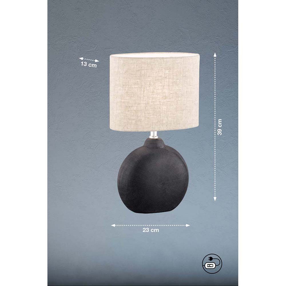 etc-shop Tischleuchte, Tischleuchte schwarz Keramik E14 Beistellleuchte Nachttischlampe