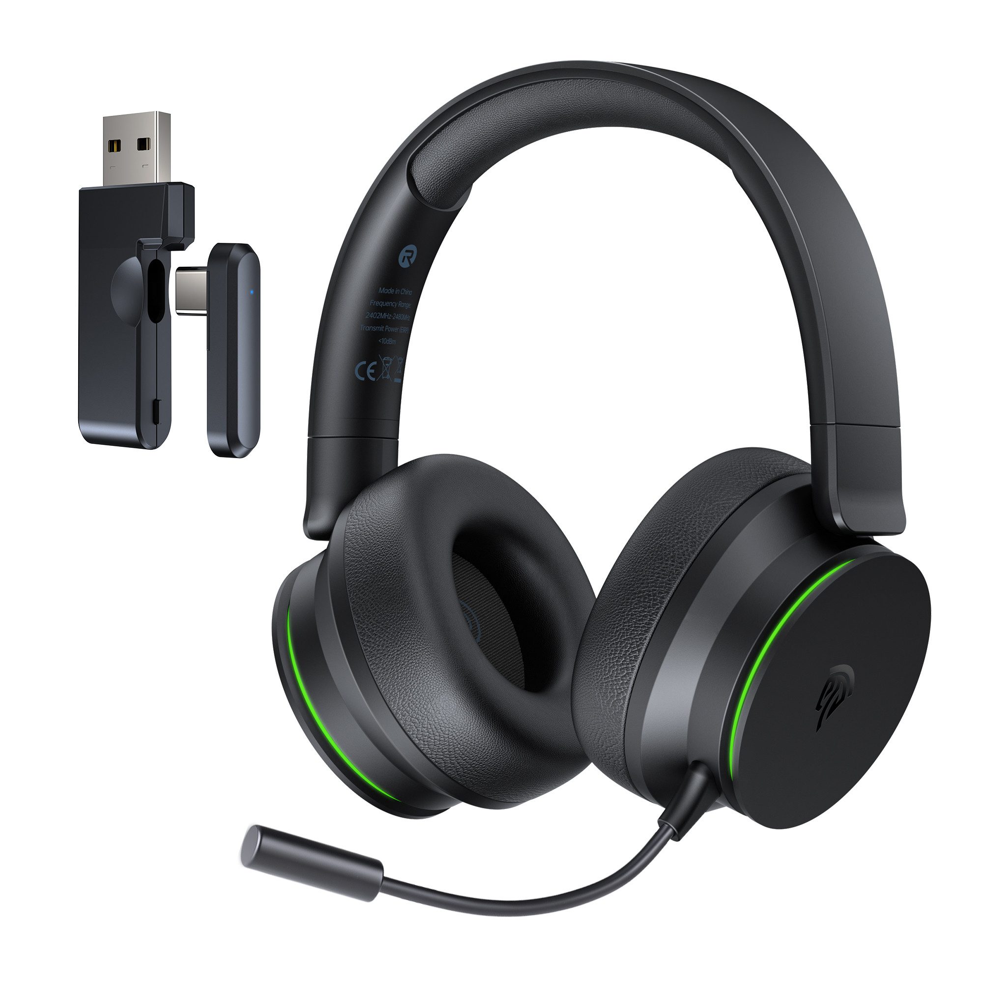 ANYSUN Gaming-Headset,Bluetooth Gaming-Kopfhörer,abnehmbares Mikrofon, Gaming-Headset (Bluetooth 5.3,Noise Cancelling, Bluetooth Headset,Bluetooth& 2,4 GHz,PC, PS5, PS4,Switch, Mobilgeräte)