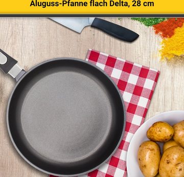 Krüger Bratpfanne Aluguss Pfanne flach DELTA, 28 cm, Aluminiumguss (1-tlg), für Induktions-Kochfelder geeignet