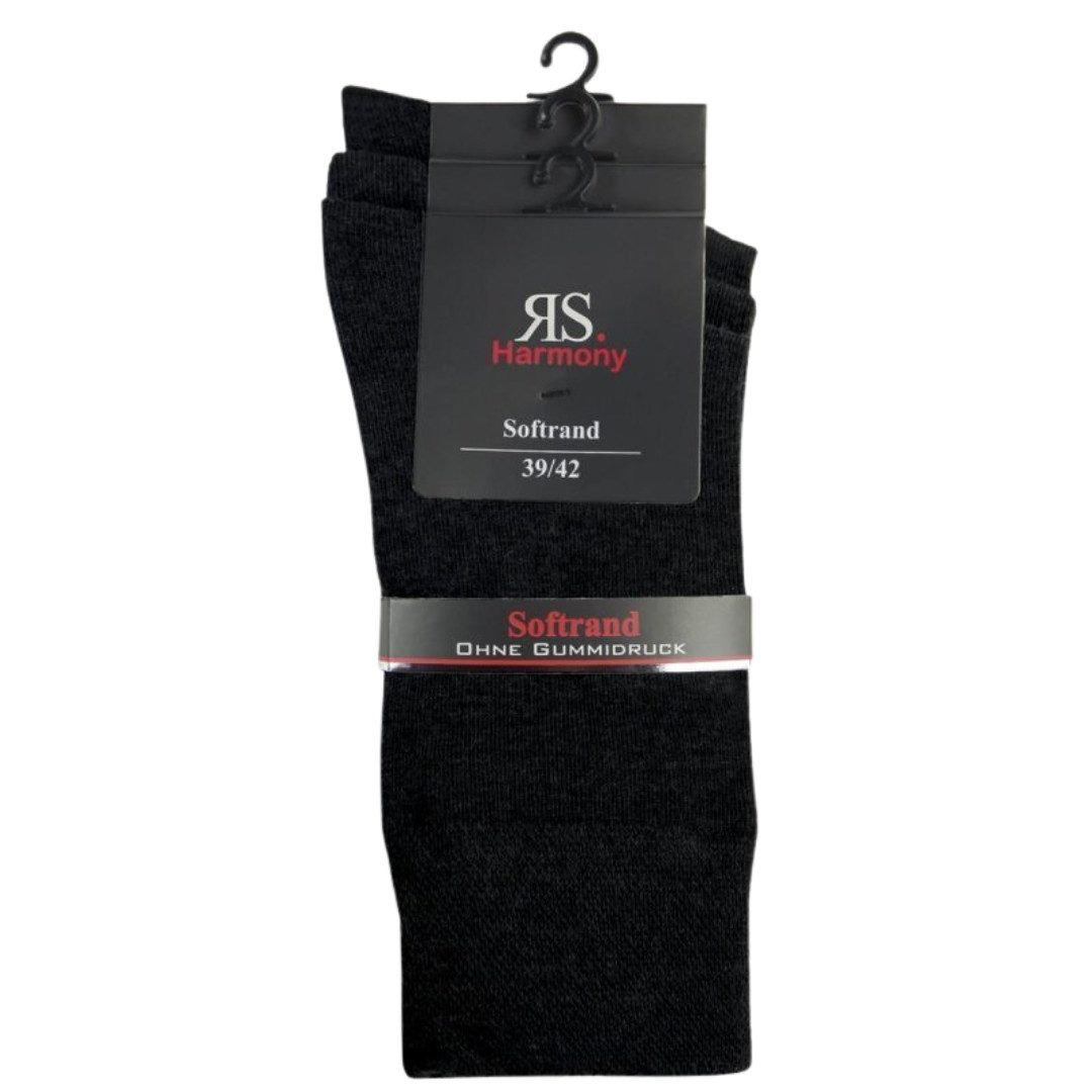 Businesssocken Baumwolle Herren Socken schwarz mit Softrand o. Gummi