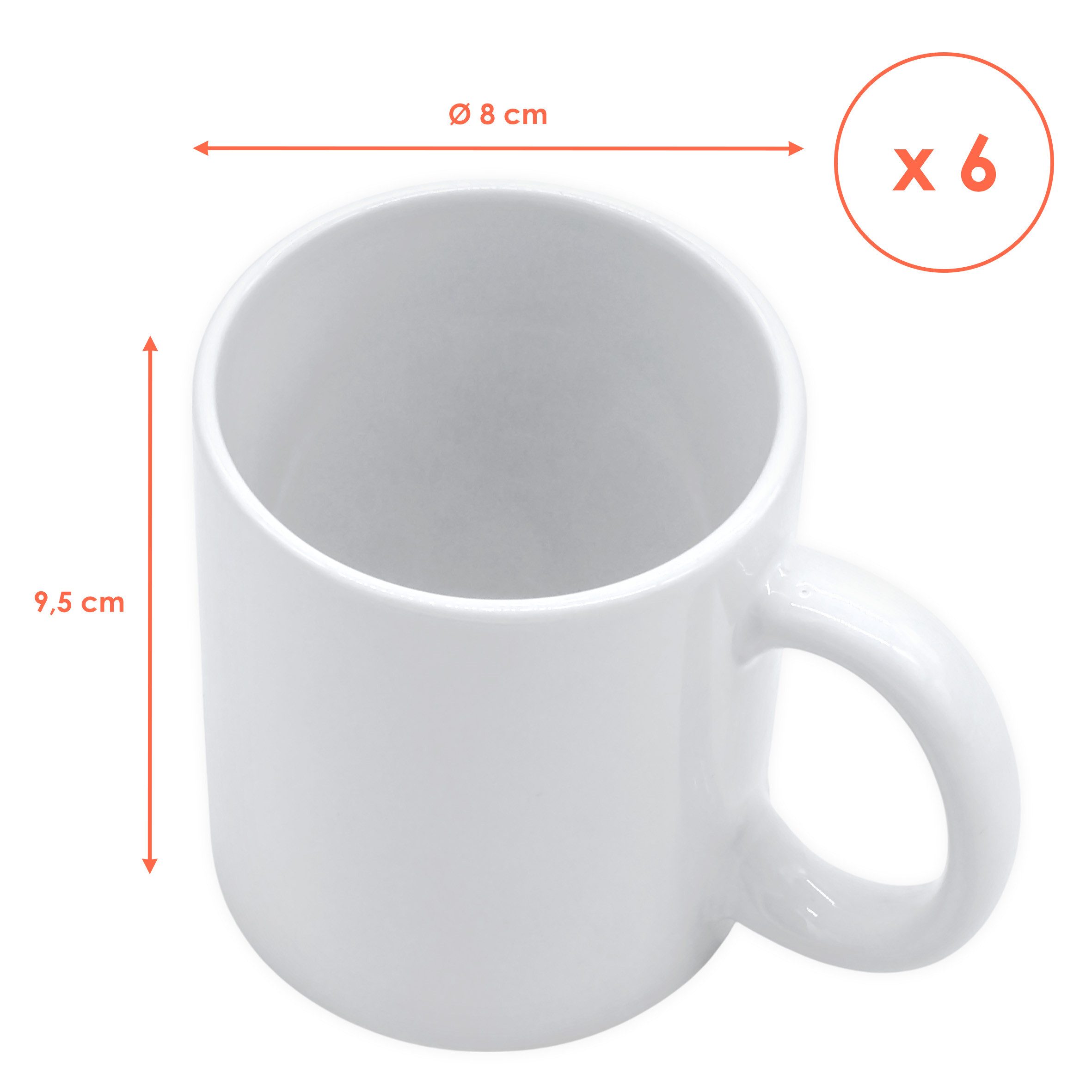 Spetebo Tasse Kaffeebecher mit Henkel weiß, Porzellan, Spülmaschinen geeignet