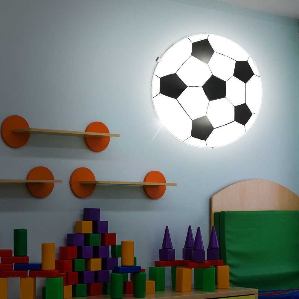 Leuchte Wand Fußball Kinderzimmer Dekolicht, im Leuchtmittel Lampe Glas inklusive, satiniert Decken etc-shop Warmweiß,