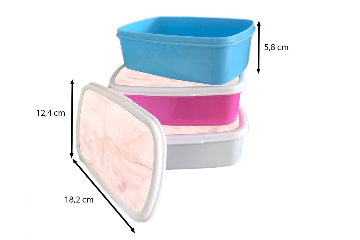 Lunchbox Brotbox Rosa Marmor - - Brotdose (2-tlg), Kunststoff Linie, für MuchoWow Erwachsene, Kunststoff, Mädchen, Snackbox, Kinder,