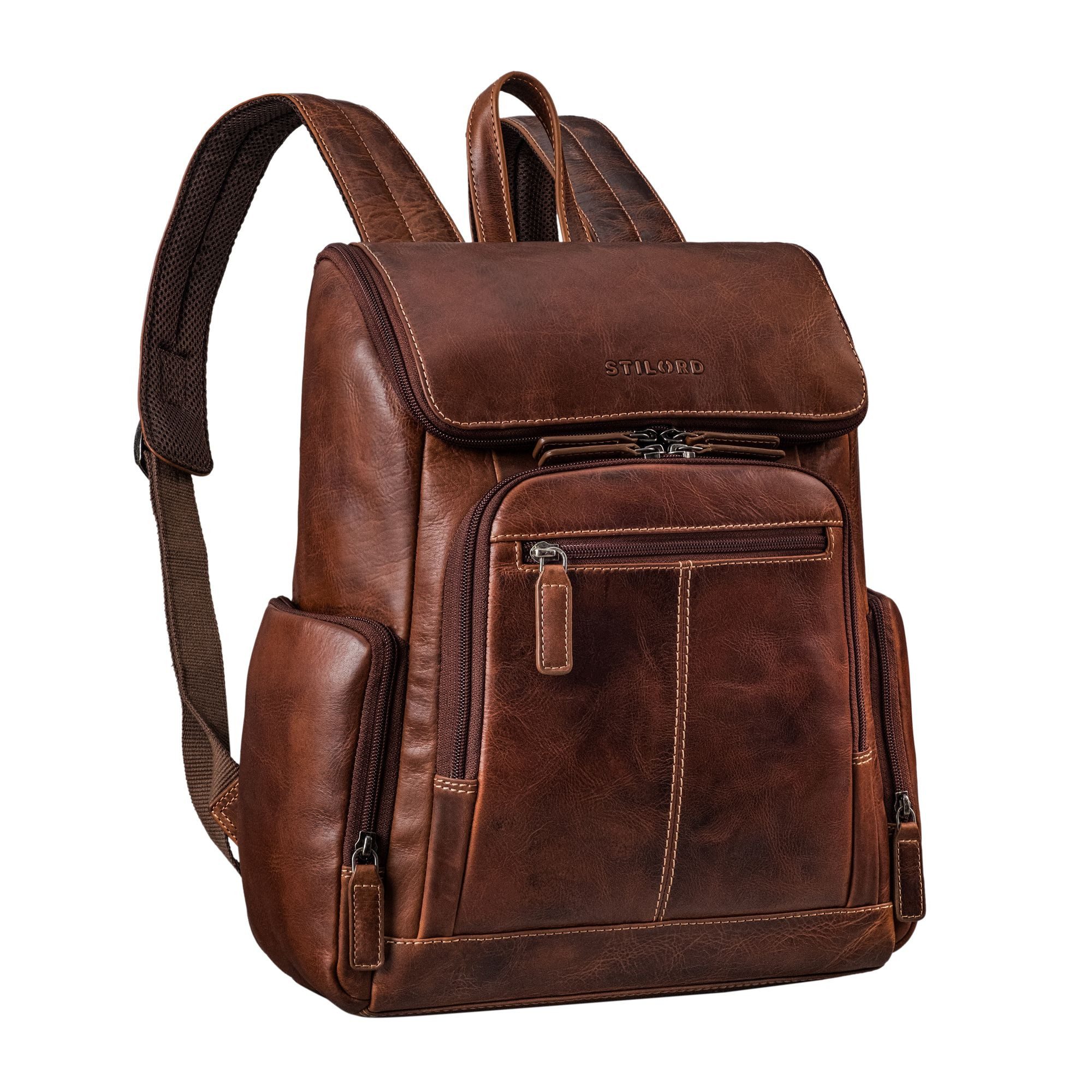 STILORD Notebook-Rucksack "Giacomo" Business Rucksack Leder Laptopfach 13 - 14 Zoll Herren Damen