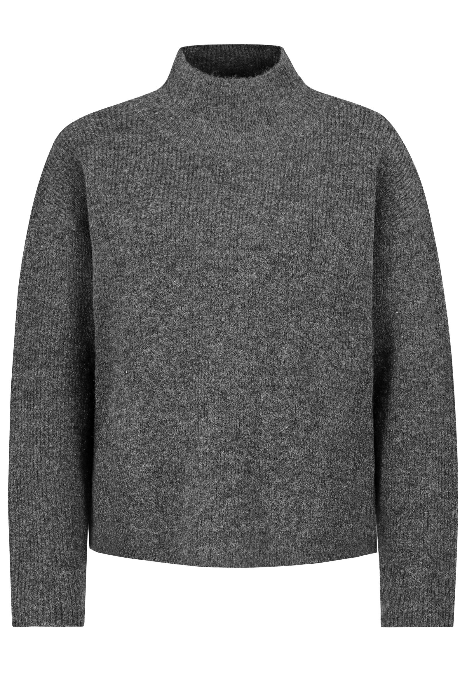 Eight2Nine Strickpullover Moderner Stil Stehkragen Langarm Gestrickt Reguläre Länge für Damen (1-tlg) Hochgeschlossener Kragen, Feinstrick, Rippstruktur, Bequem